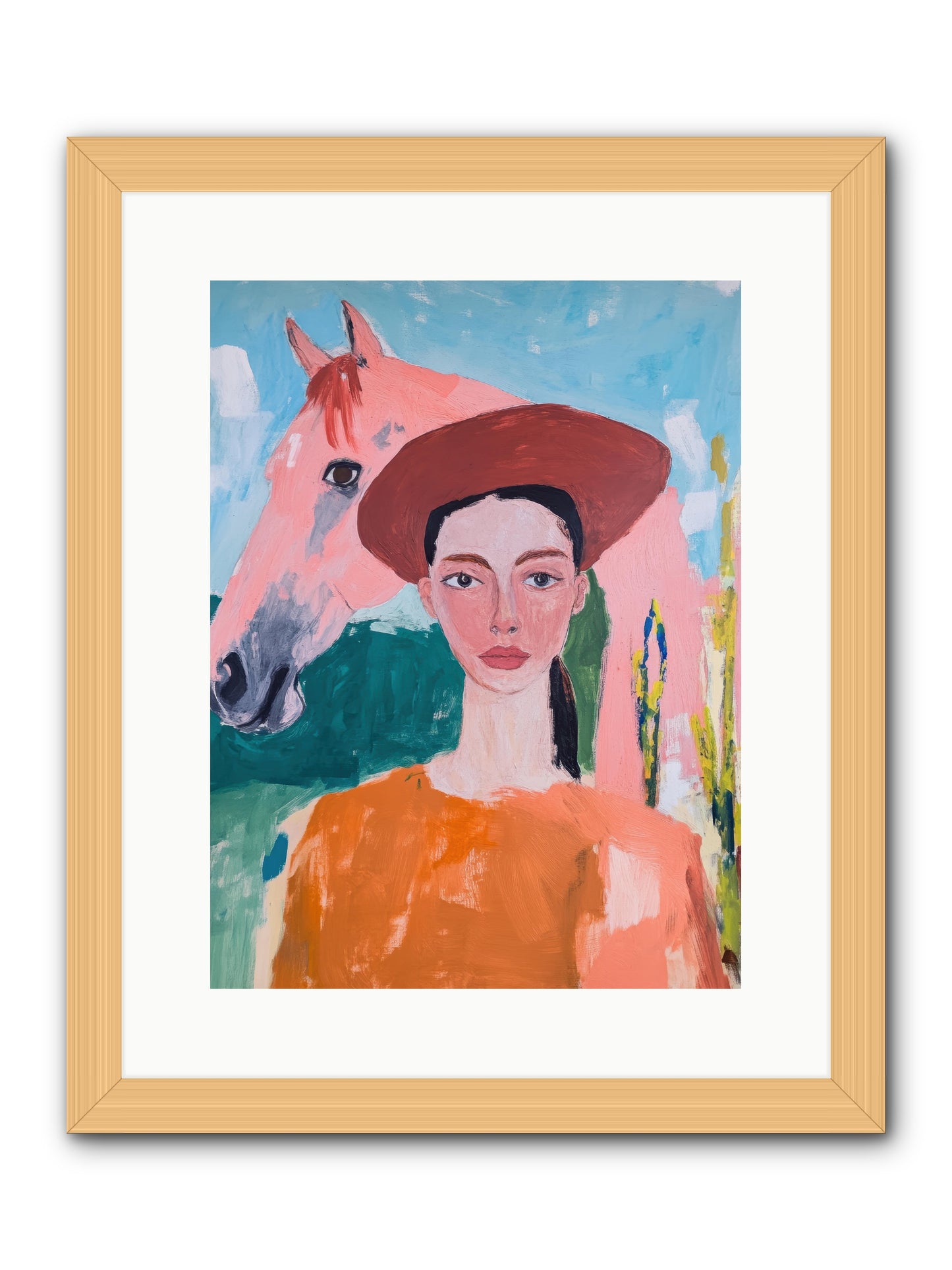 Prairie Dawn Rider -- Framed Print - Natural 12x16