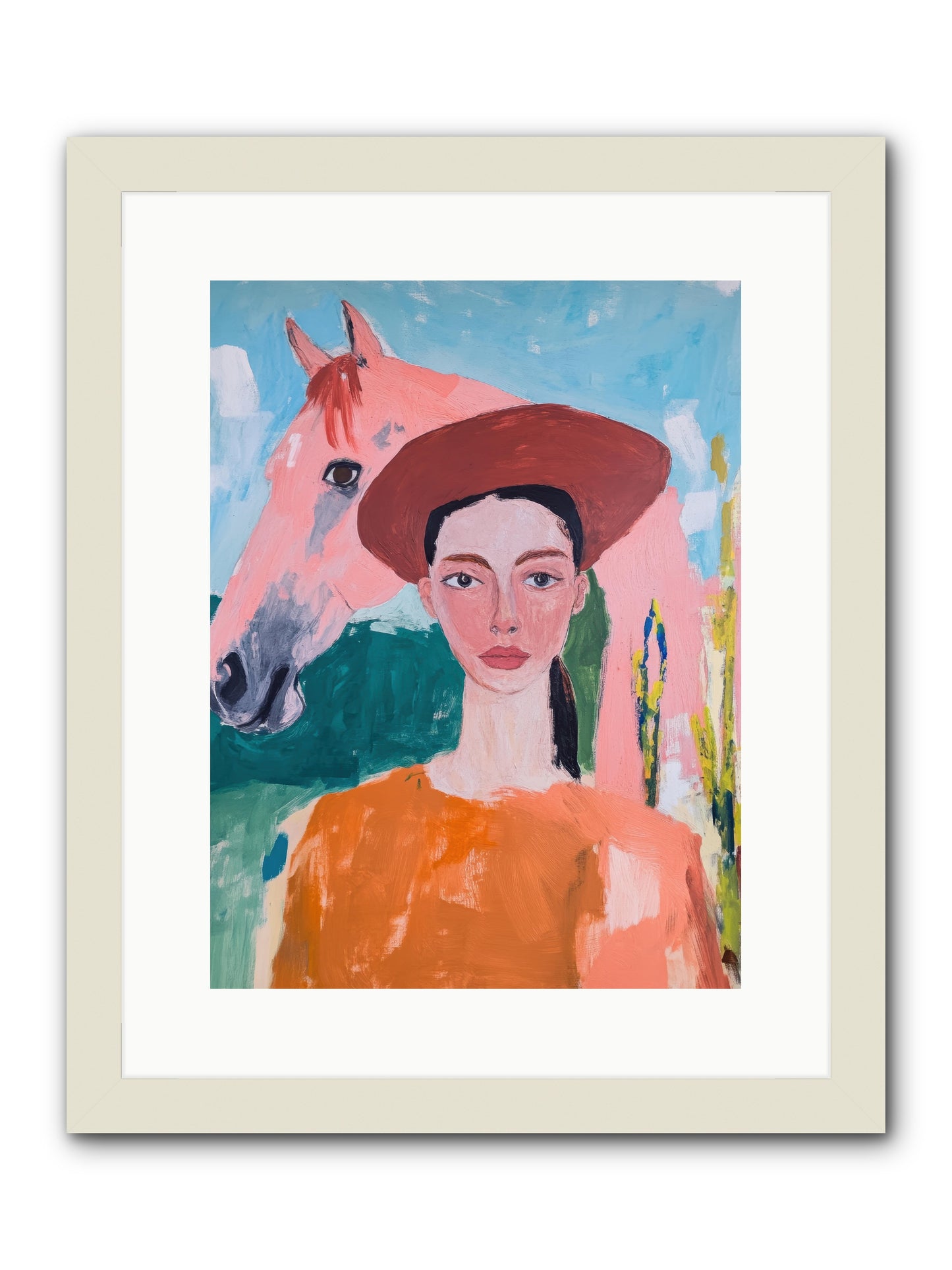 Prairie Dawn Rider -- Framed Print - White 12x16
