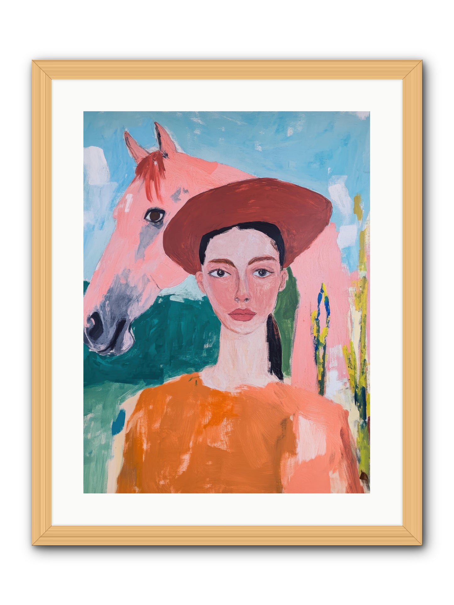 Prairie Dawn Rider -- Framed Print - Natural 18x24