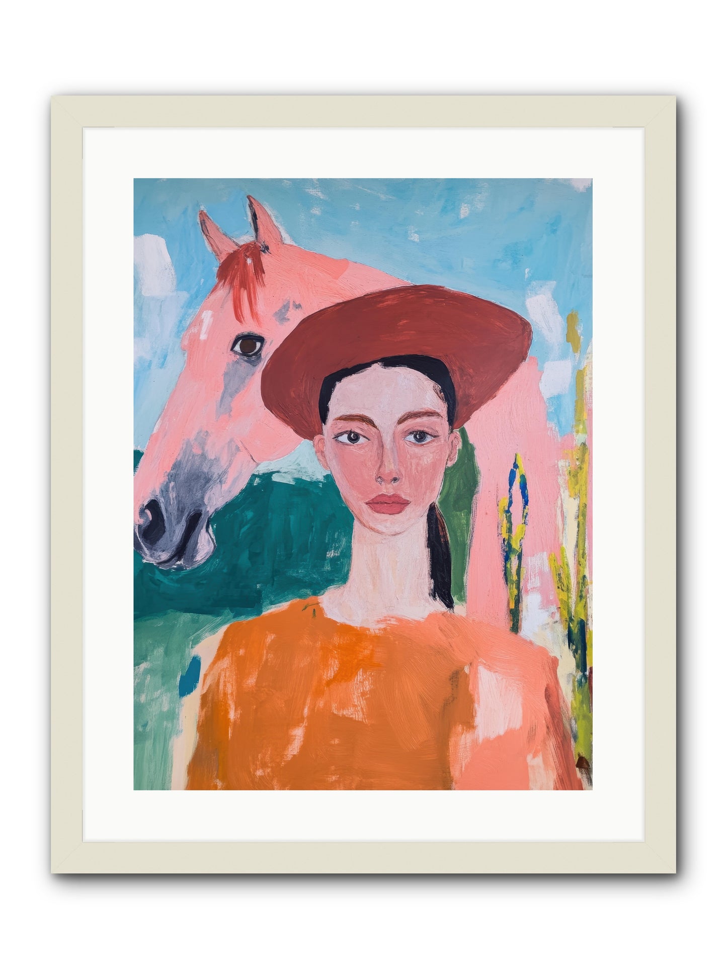 Prairie Dawn Rider -- Framed Print - White 18x24