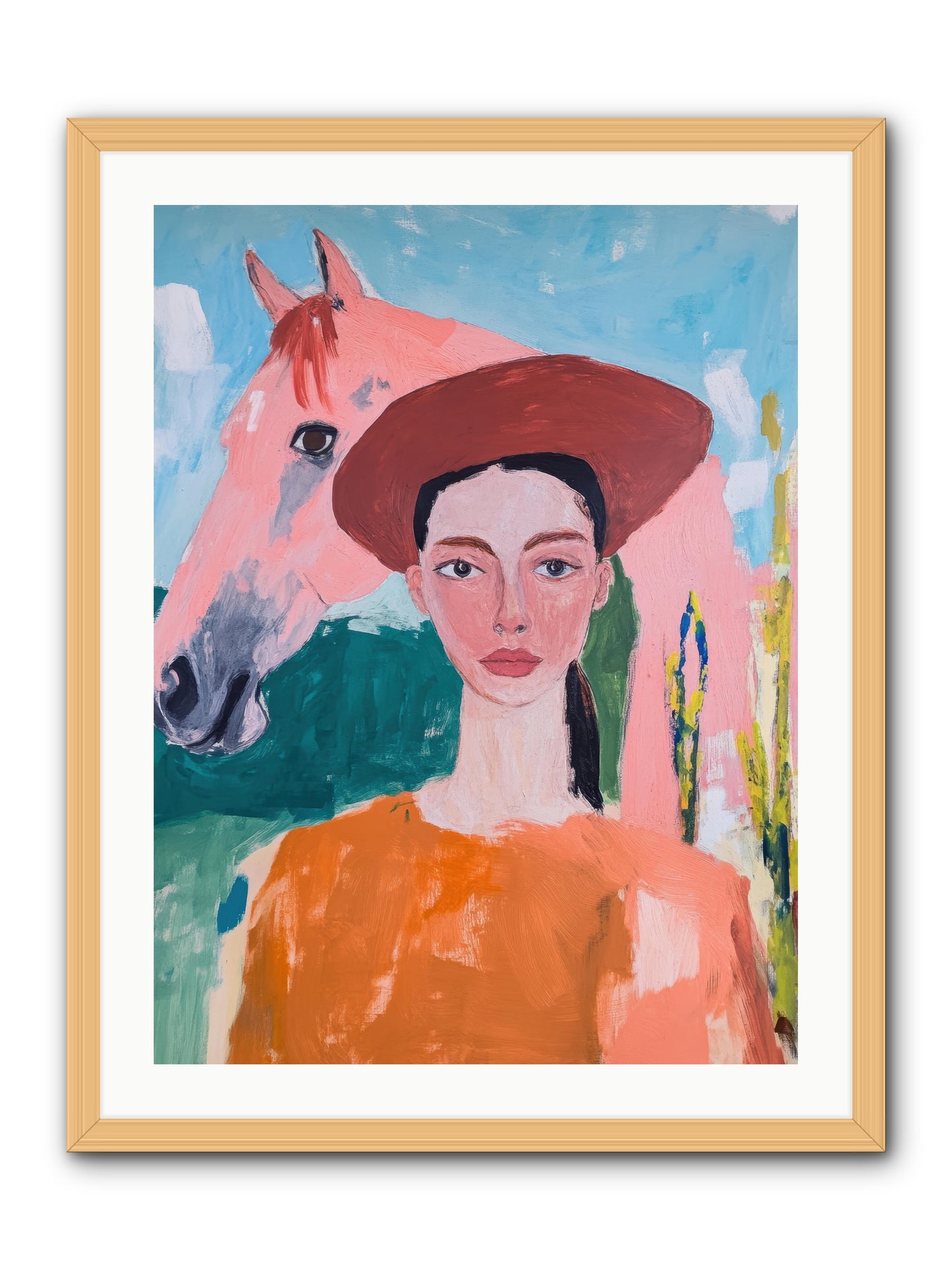 Prairie Dawn Rider -- Framed Print - Natural 24x32