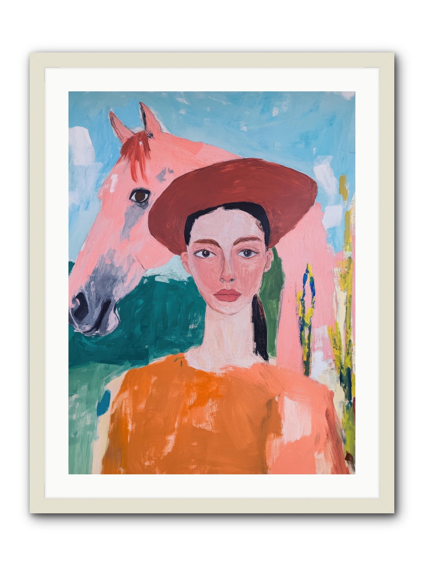 Prairie Dawn Rider -- Framed Print - White 24x32