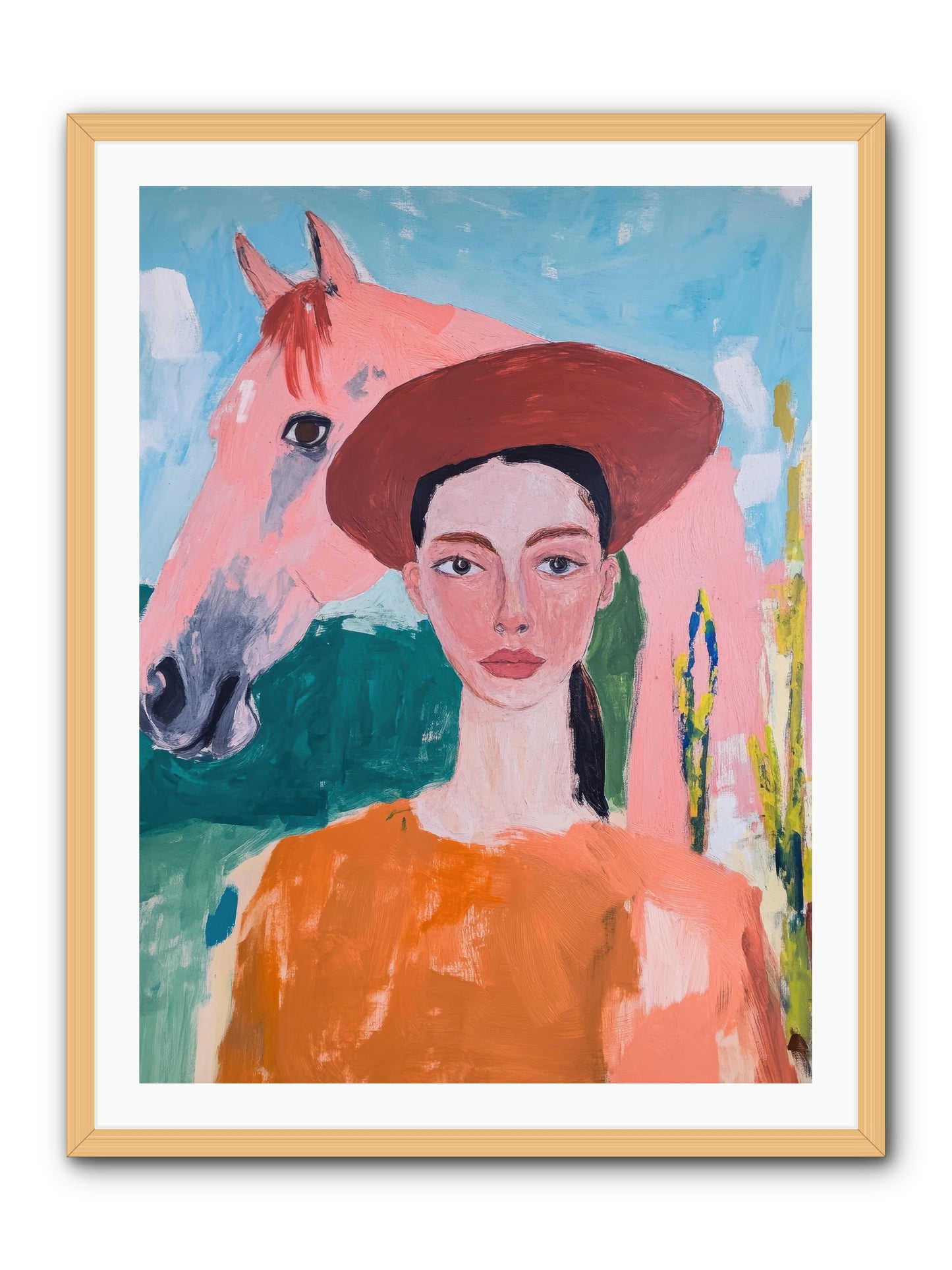 Prairie Dawn Rider -- Framed Print - Natural 30x40