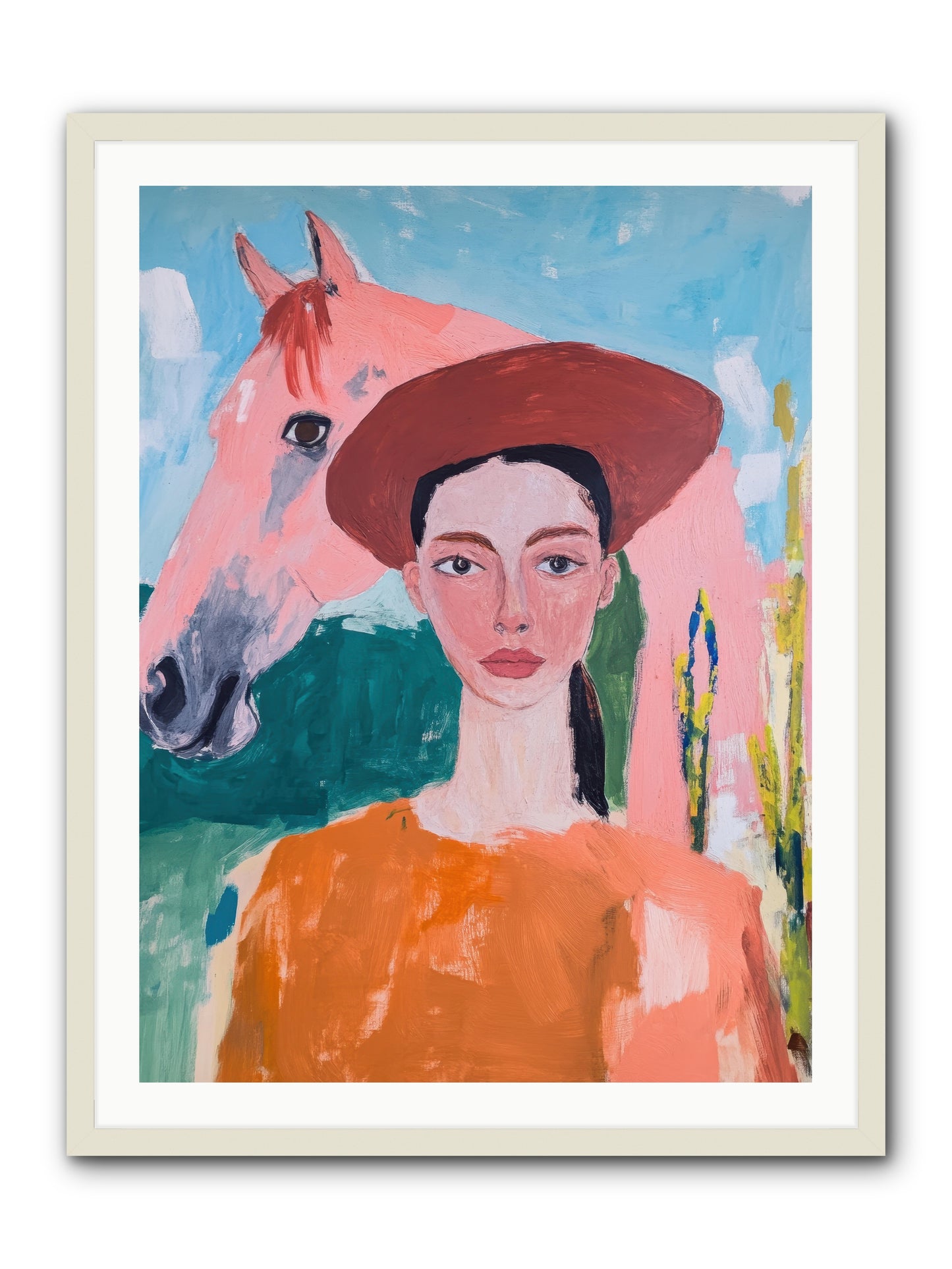 Prairie Dawn Rider -- Framed Print - White 30x40