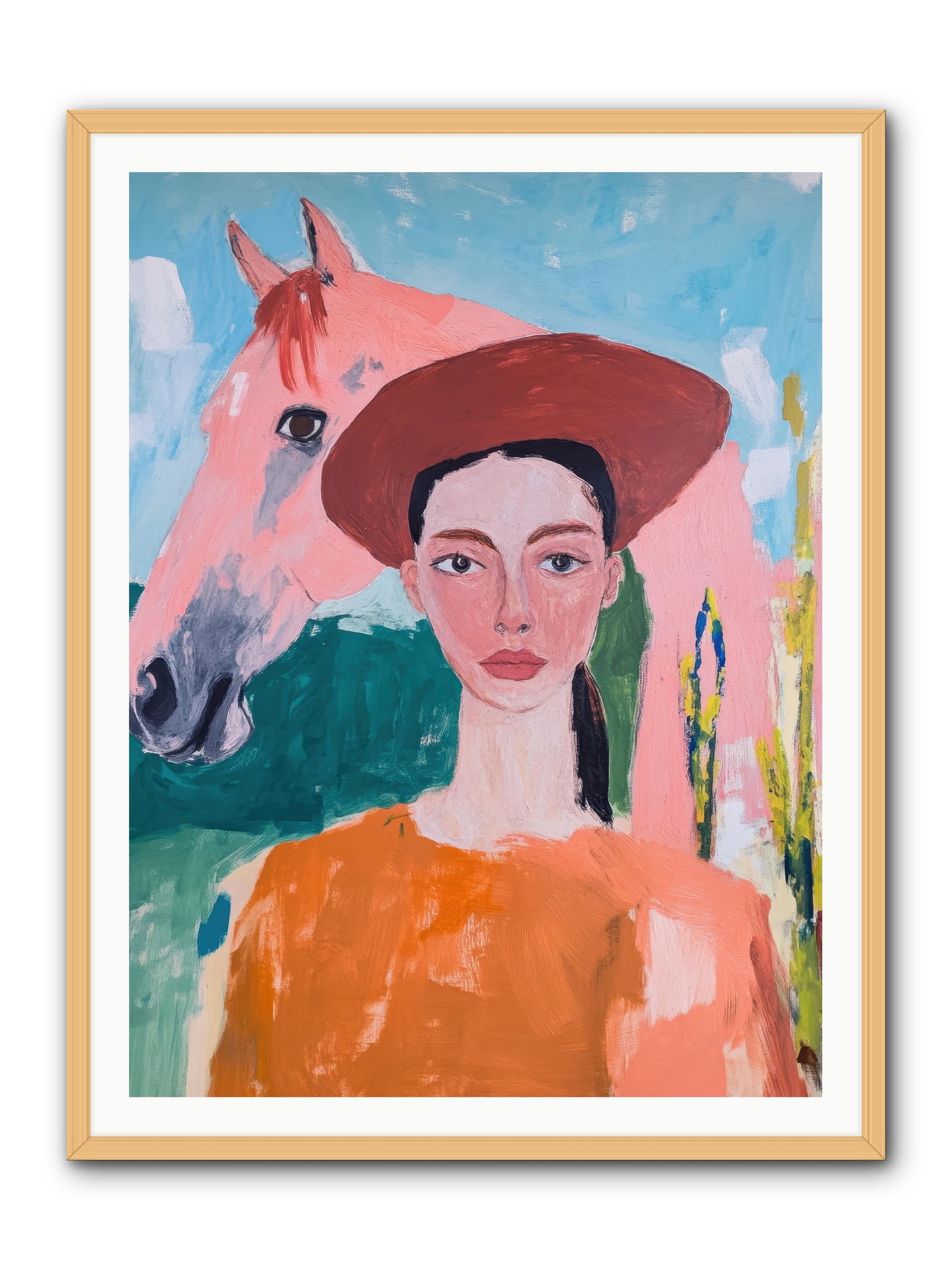 Prairie Dawn Rider -- Framed Print - Natural 36x48