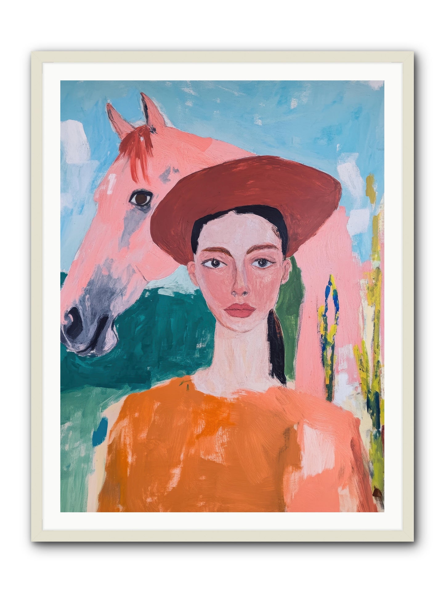 Prairie Dawn Rider -- Framed Print - White 36x48