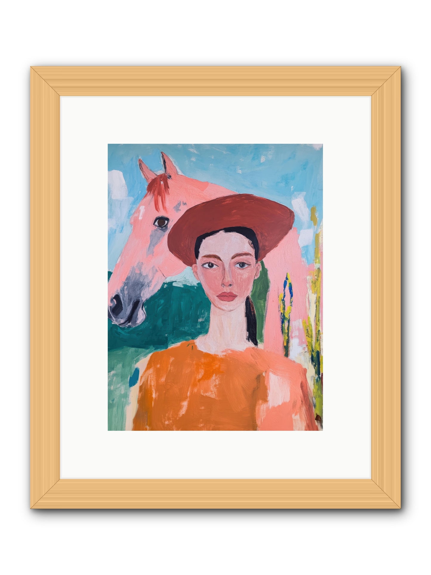 Prairie Dawn Rider -- Framed Print - Natural 9x12
