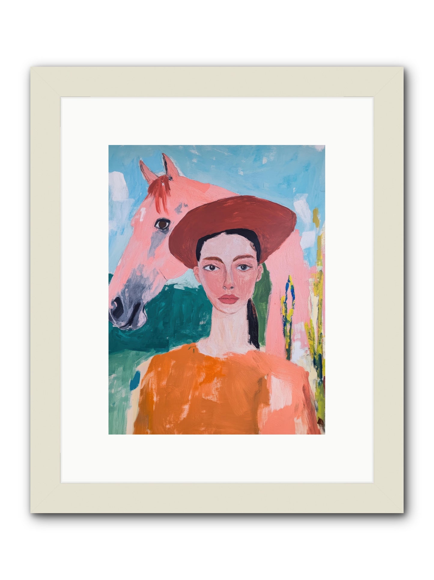 Prairie Dawn Rider -- Framed Print - White 9x12