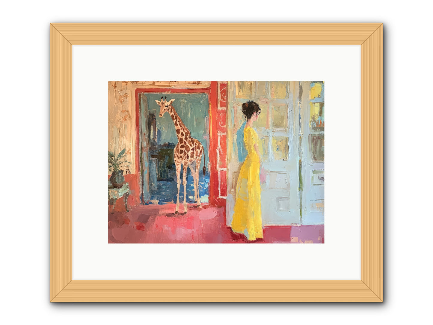 Primrose's Tall Tea Guest -- Framed Print - Natural 12x9