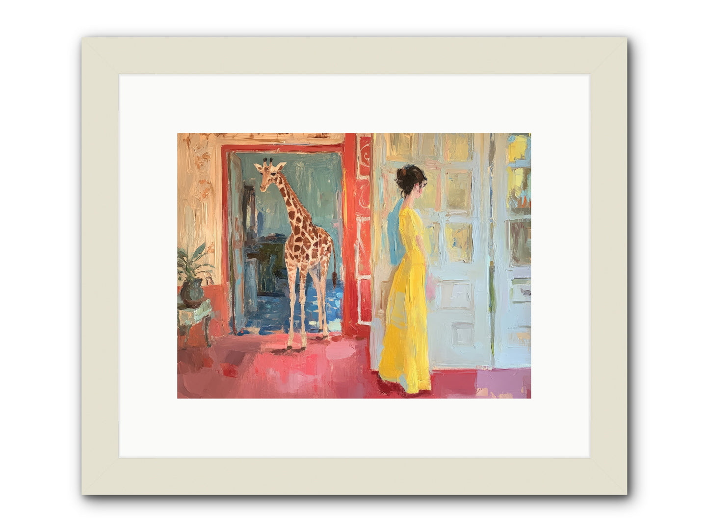 Primrose's Tall Tea Guest -- Framed Print - White 12x9