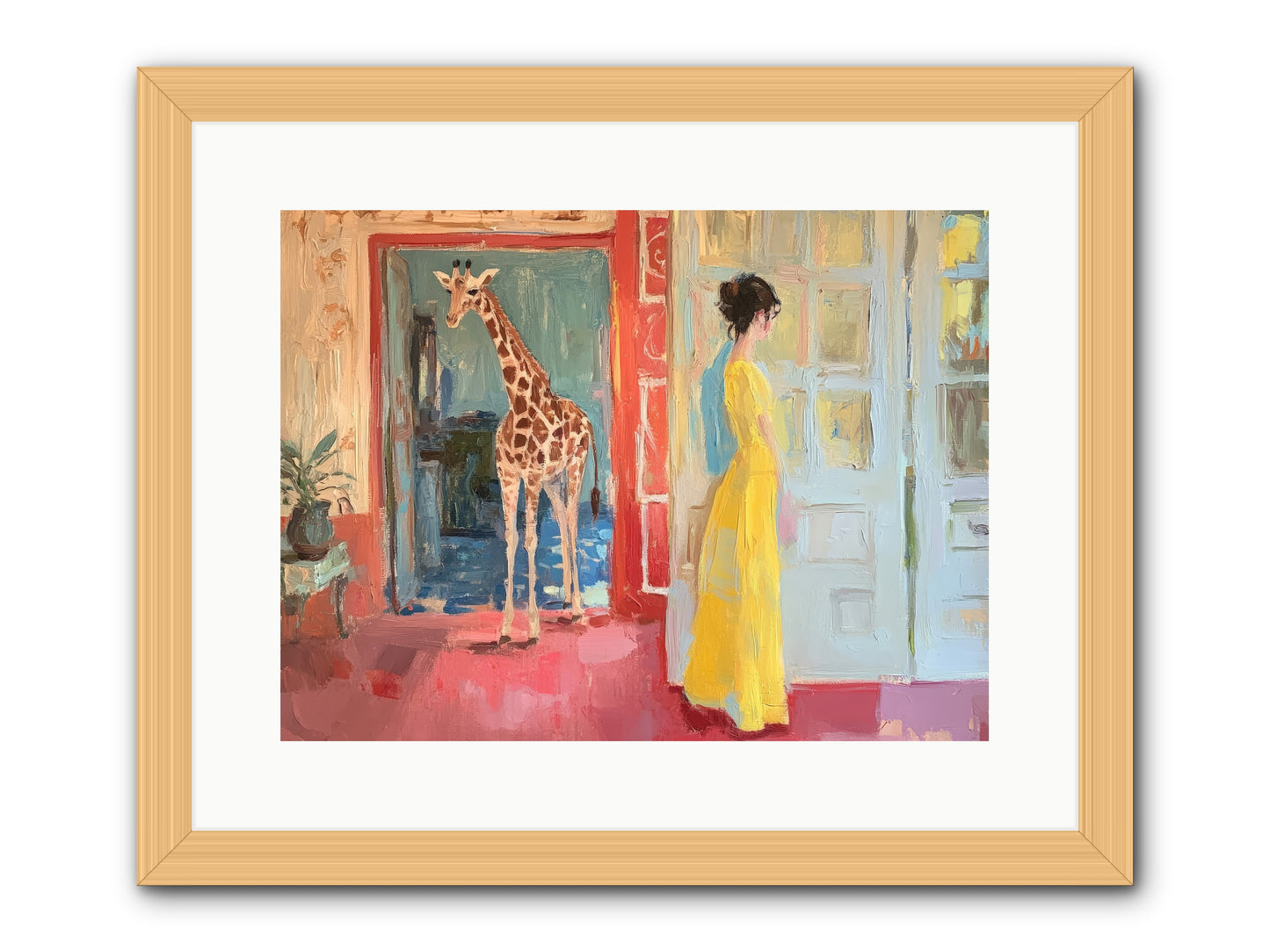 Primrose's Tall Tea Guest -- Framed Print - Natural 16x12