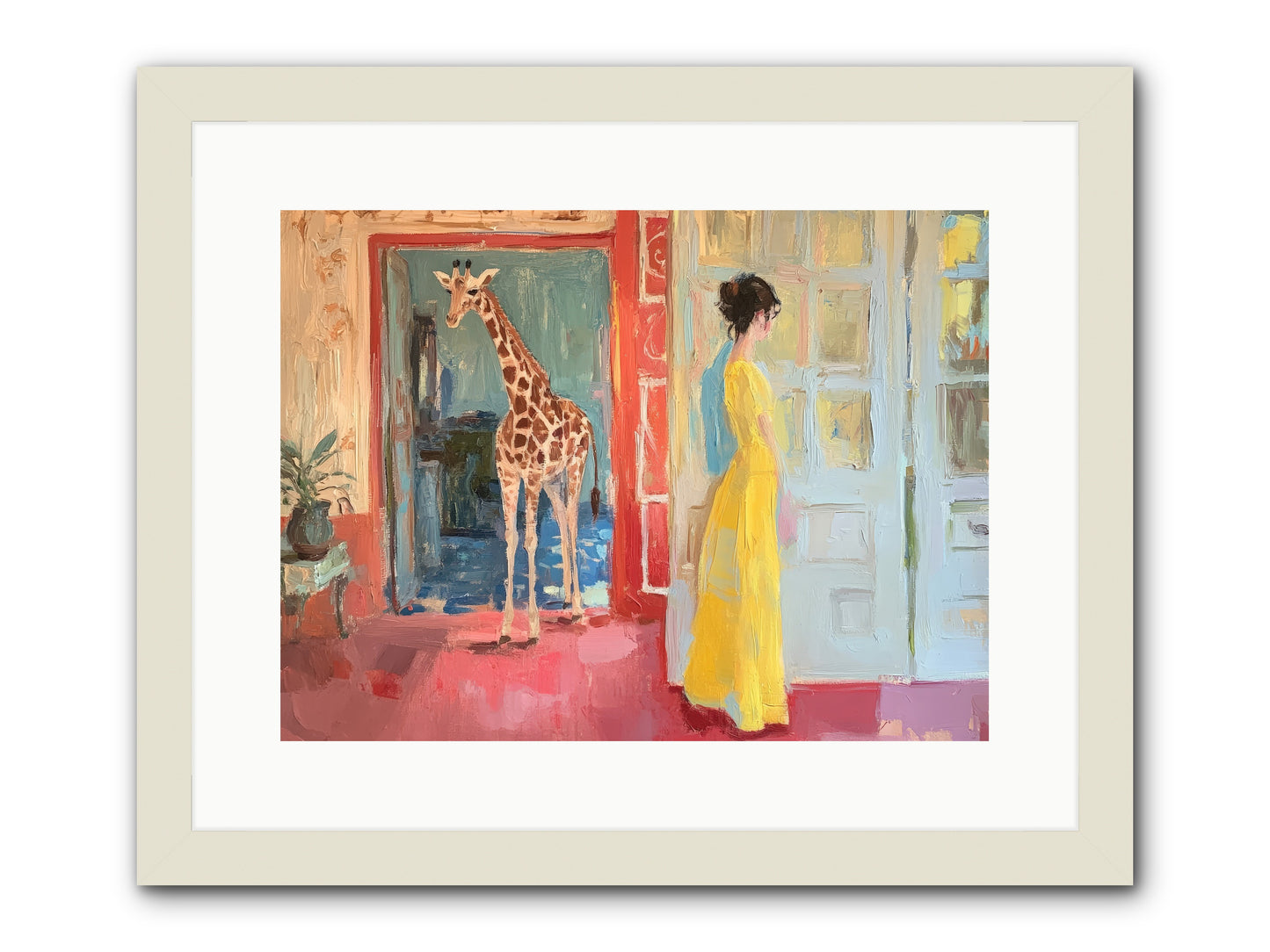 Primrose's Tall Tea Guest -- Framed Print - White 16x12