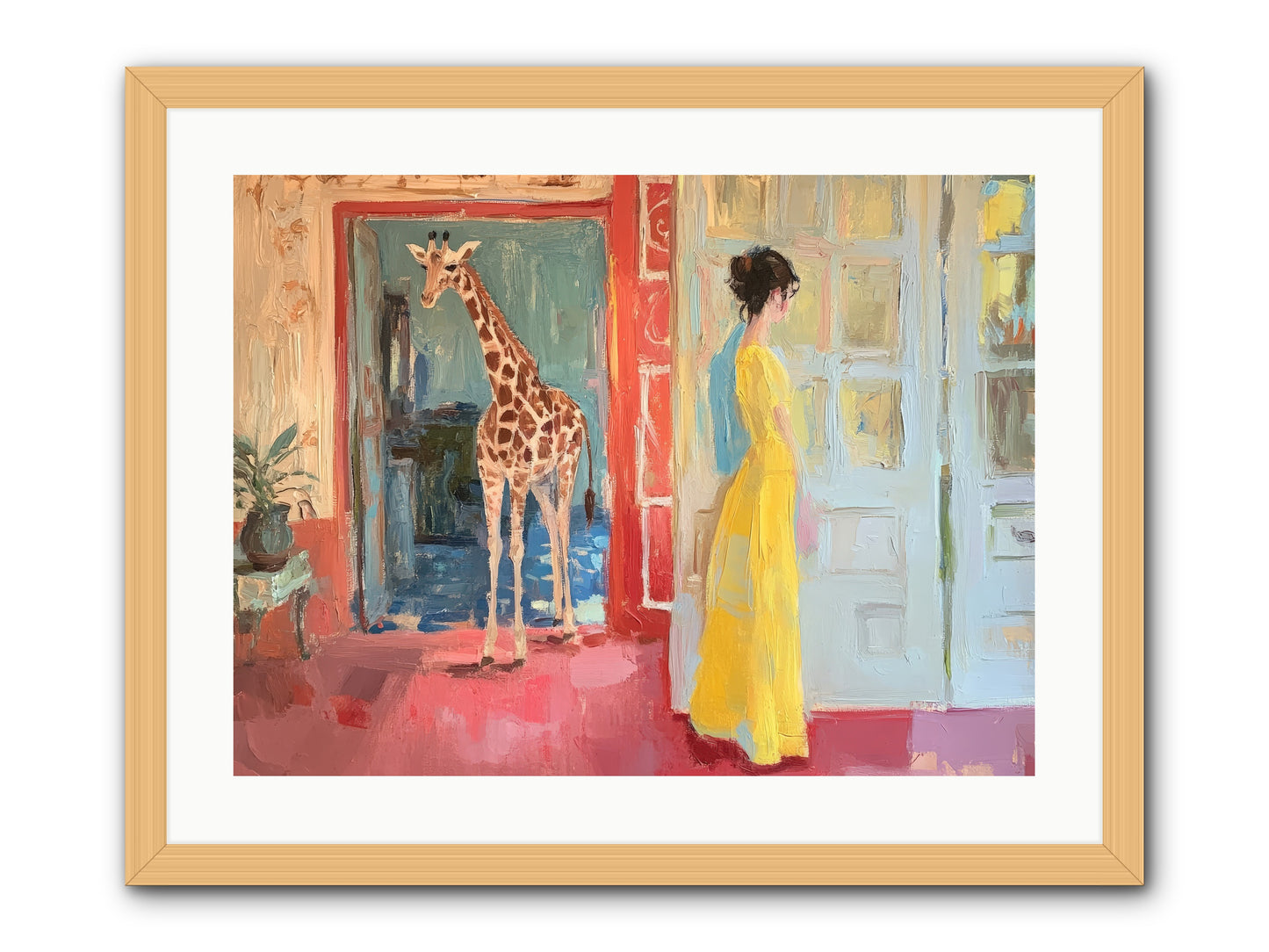 Primrose's Tall Tea Guest -- Framed Print - Natural 24x18