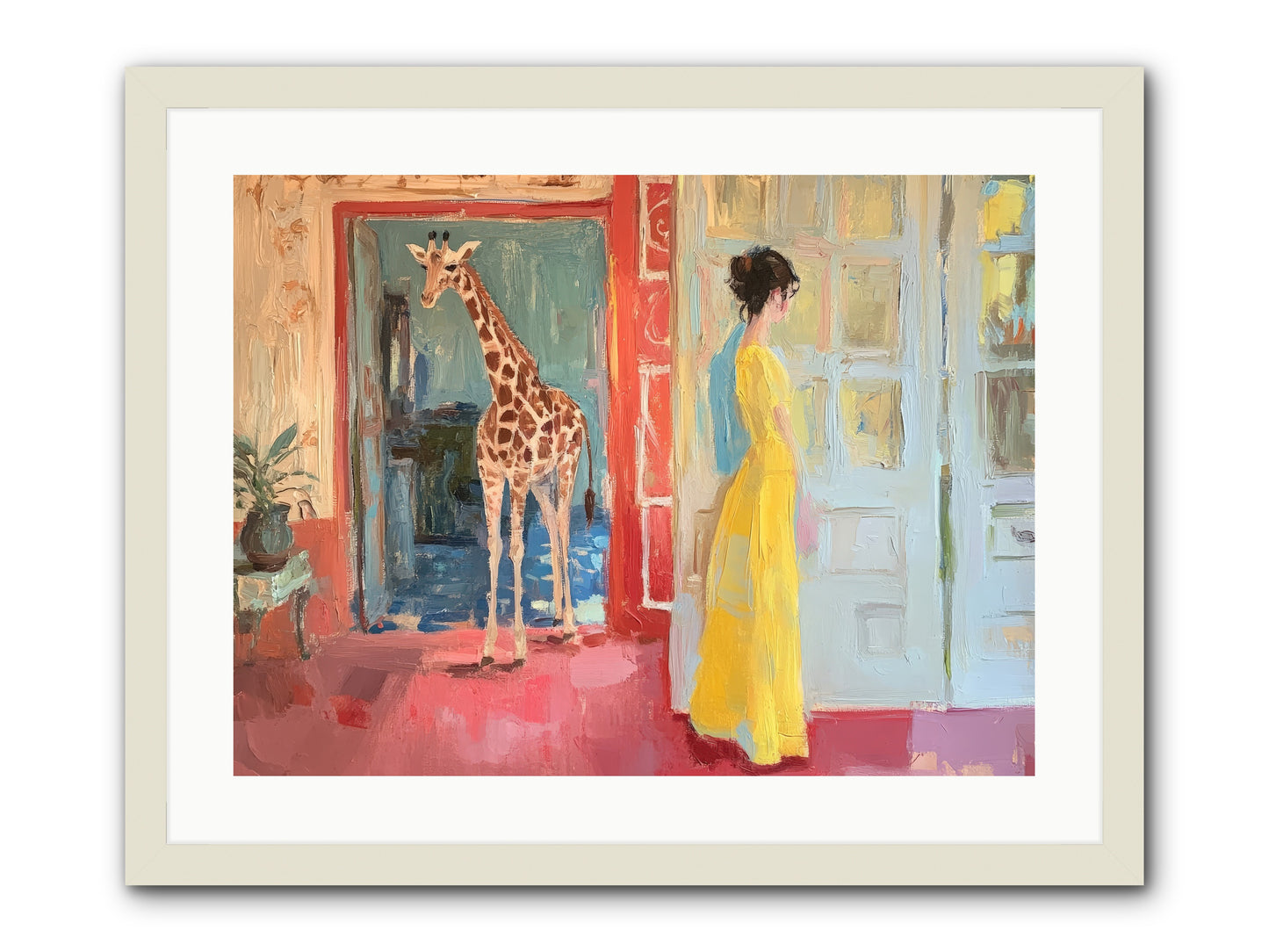 Primrose's Tall Tea Guest -- Framed Print - White 24x18