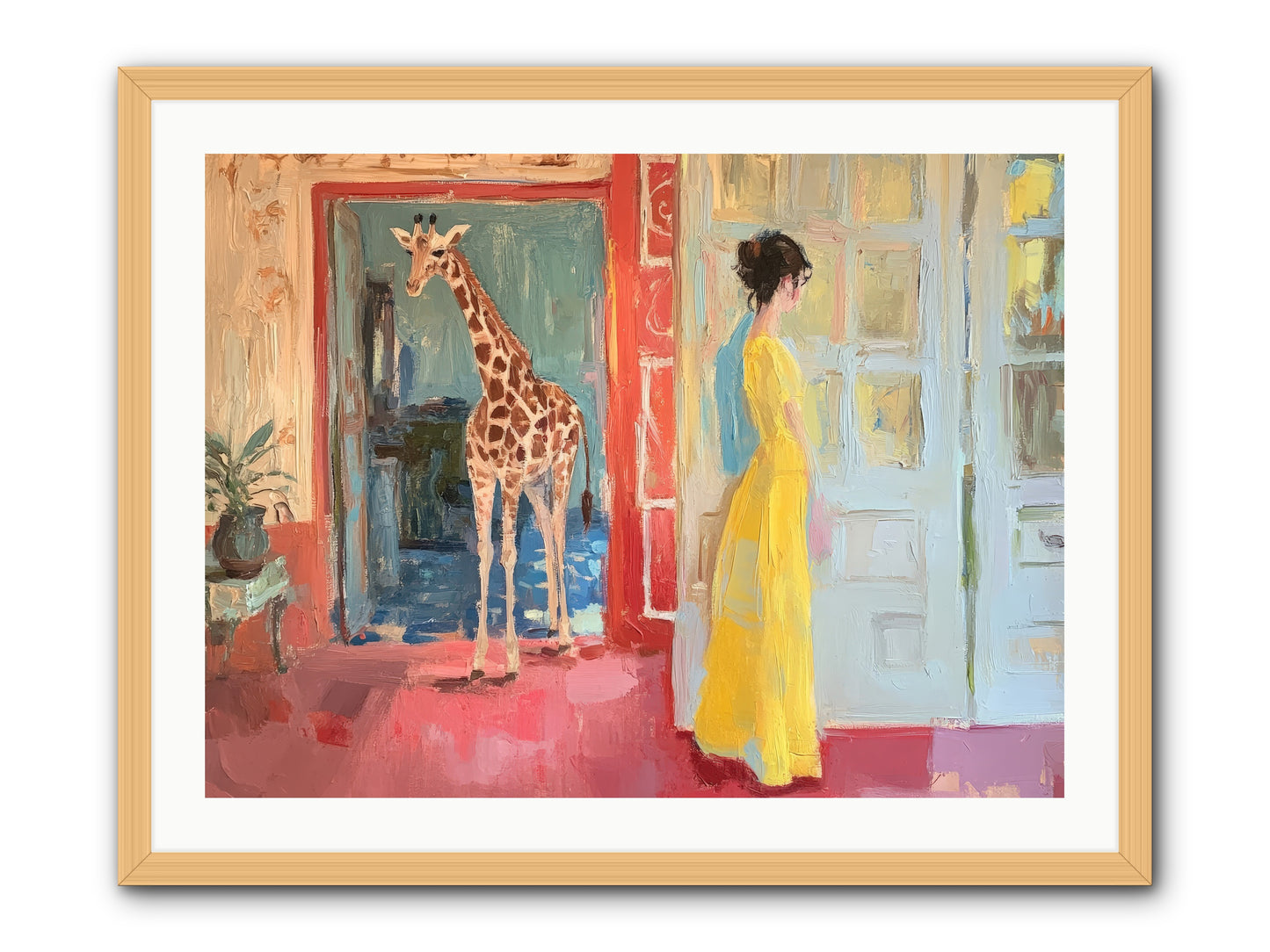 Primrose's Tall Tea Guest -- Framed Print - Natural 32x24