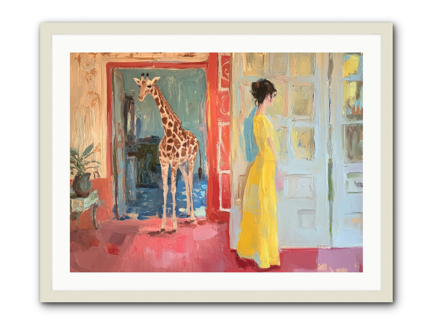 Primrose's Tall Tea Guest -- Framed Print - White 32x24