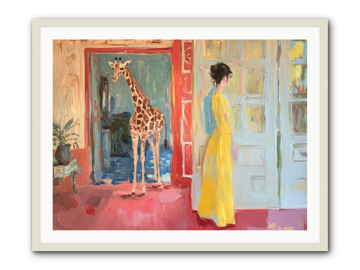 Primrose's Tall Tea Guest -- Framed Print - White 40x30