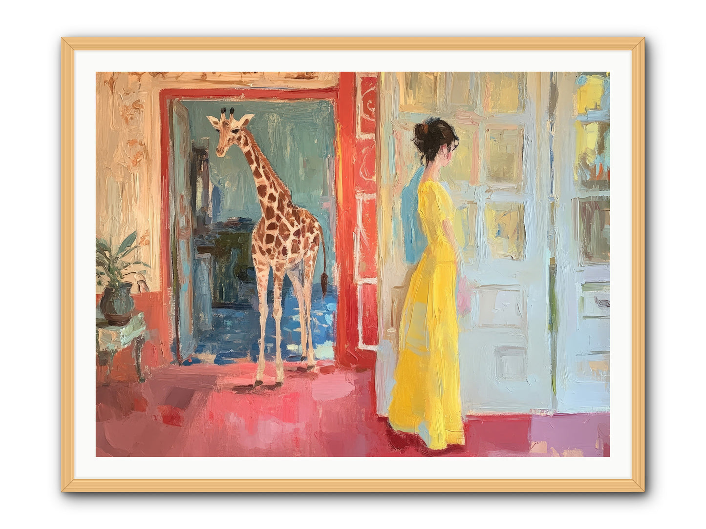 Primrose's Tall Tea Guest -- Framed Print - Natural 48x36