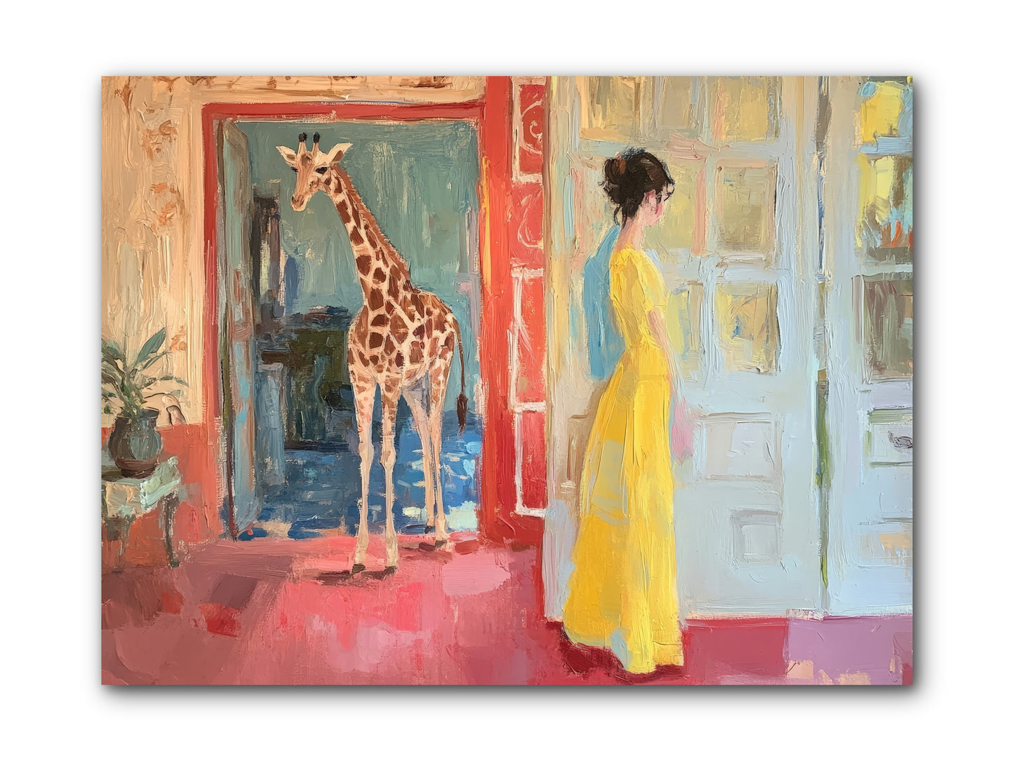 Primrose's Tall Tea Guest -- Wrapped Canvas 12x9