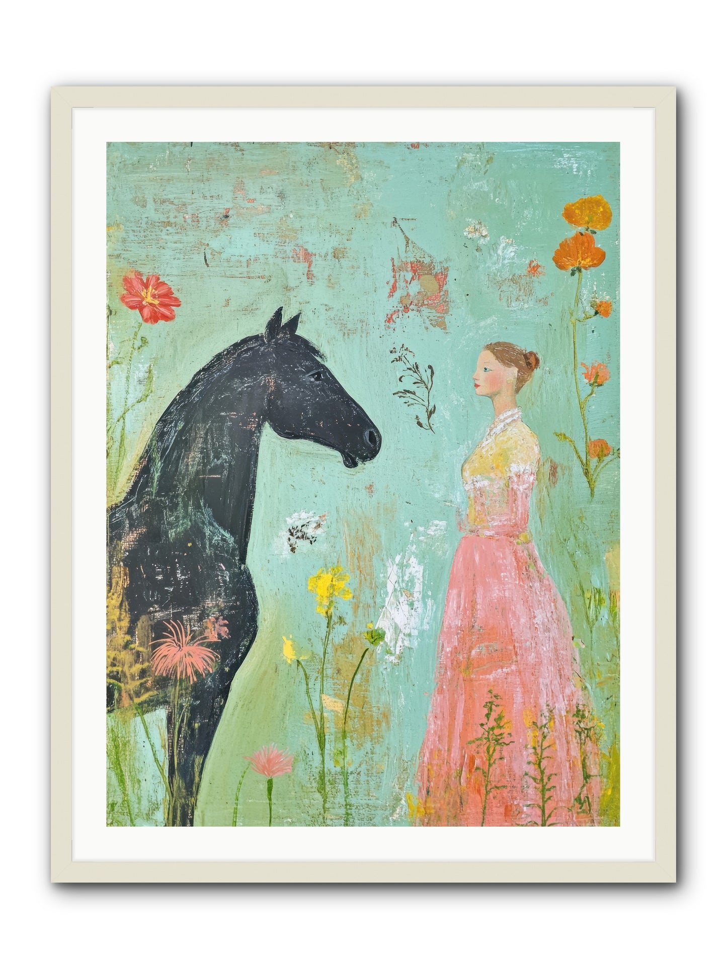 Quiet Conversation -- Framed Print - White 30x40