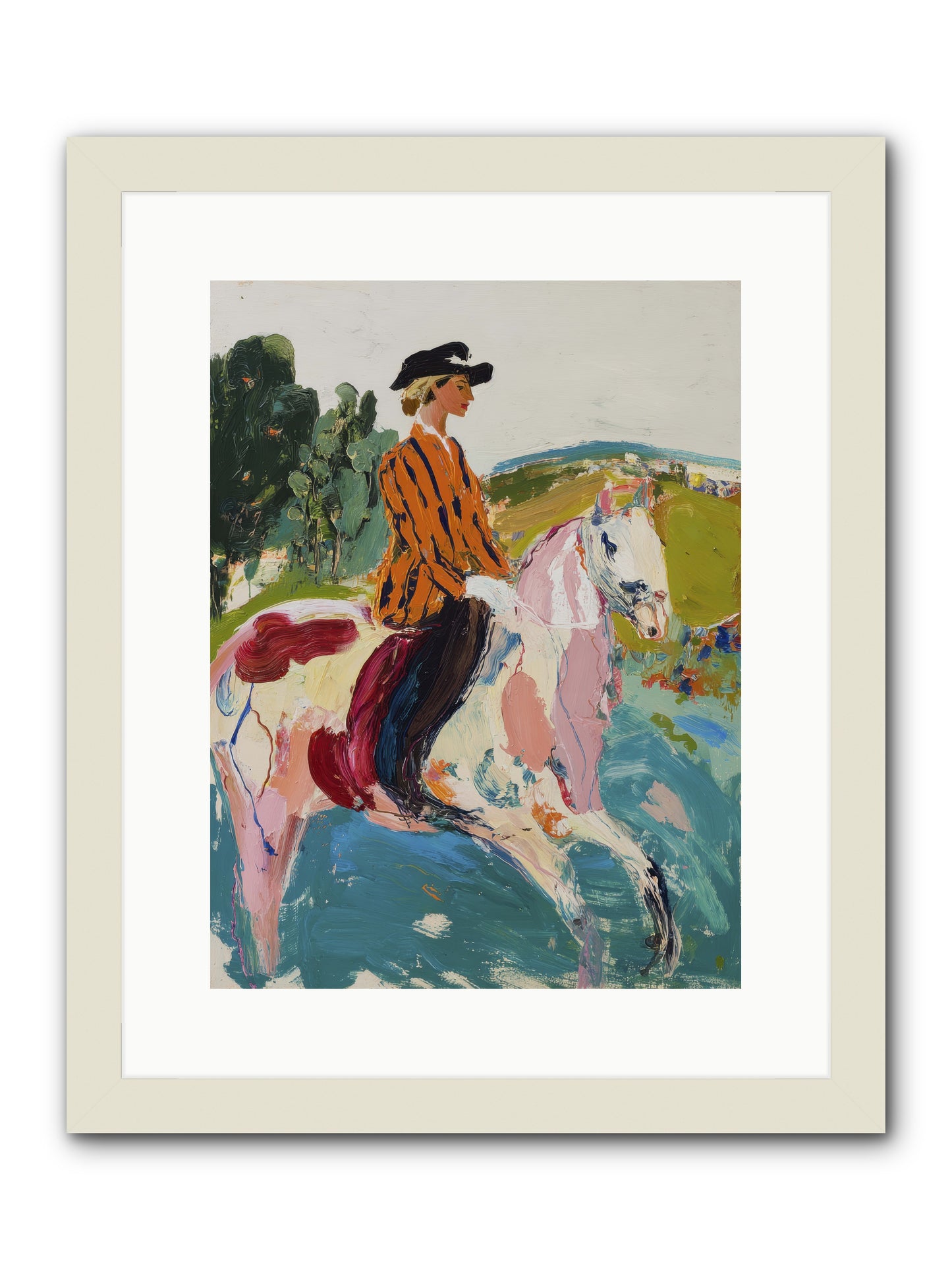 Racing Past Stone & Vine -- Framed Print - White 12x16