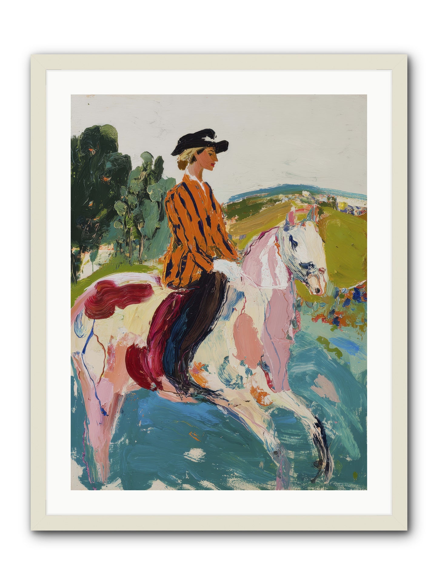 Racing Past Stone & Vine -- Framed Print - White 24x32