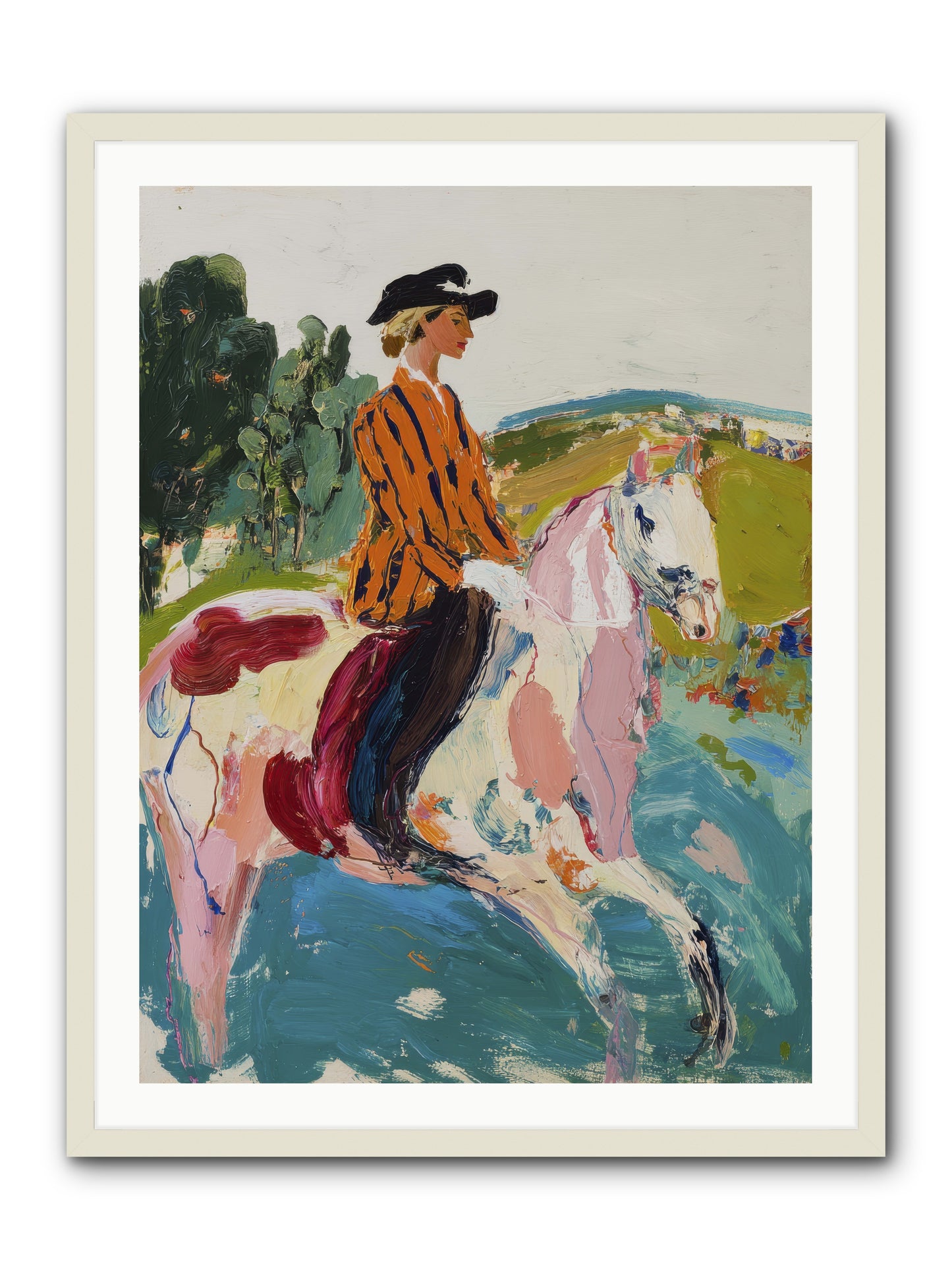 Racing Past Stone & Vine -- Framed Print - White 30x40