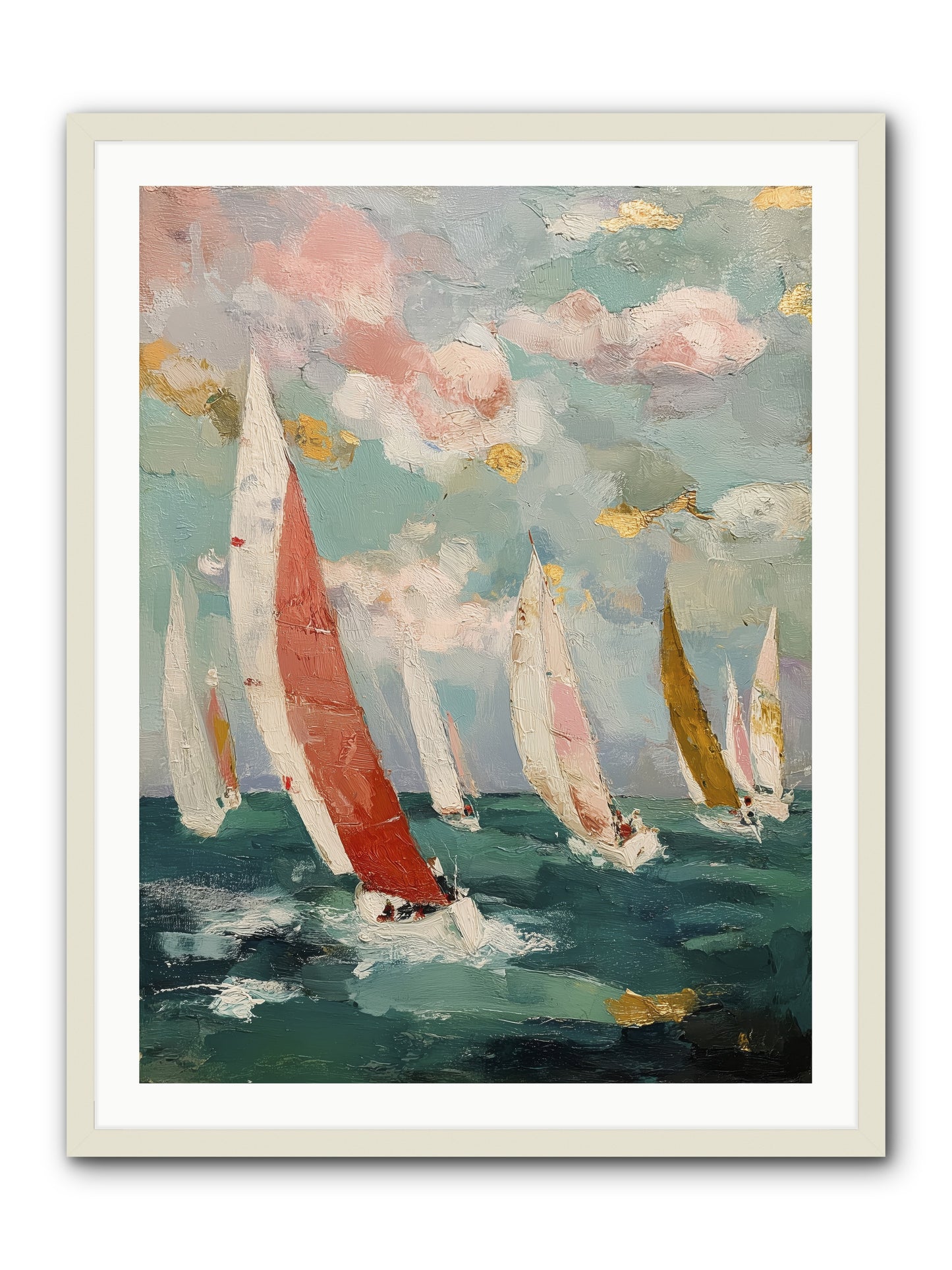 Racing Through Sky -- Framed Print - White 30x40