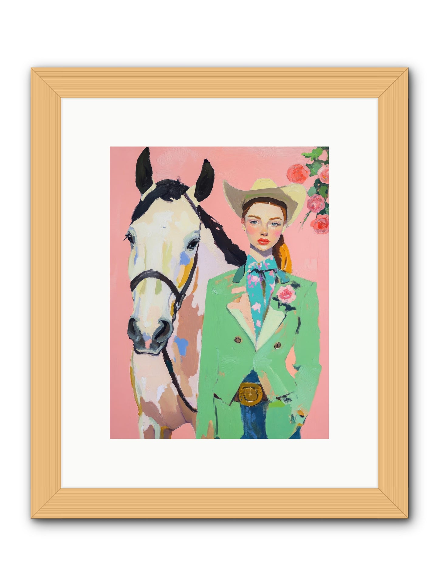Rambling Rose -- Framed Print - Natural 9x12