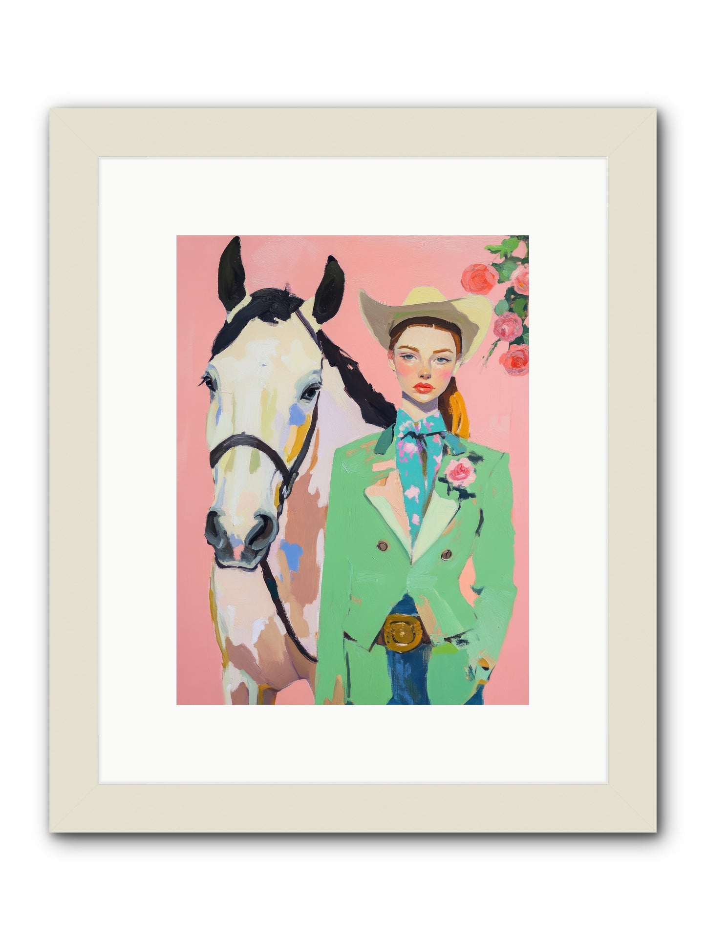 Rambling Rose -- Framed Print - White 9x12