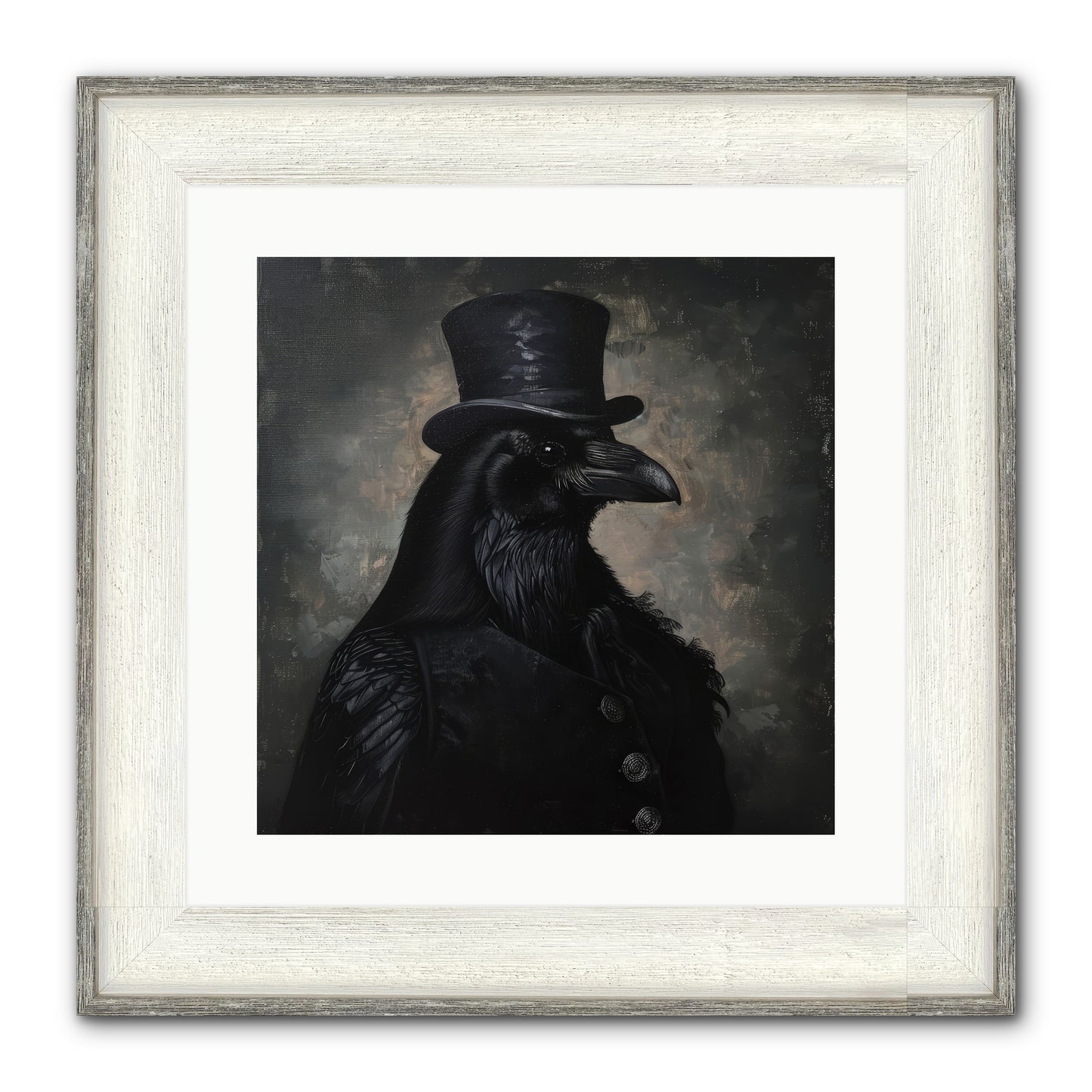 Raven's Midnight Tale — Ravens-Midnight-Tale-16x16-Framed-Print-Driftwood-White.jpg