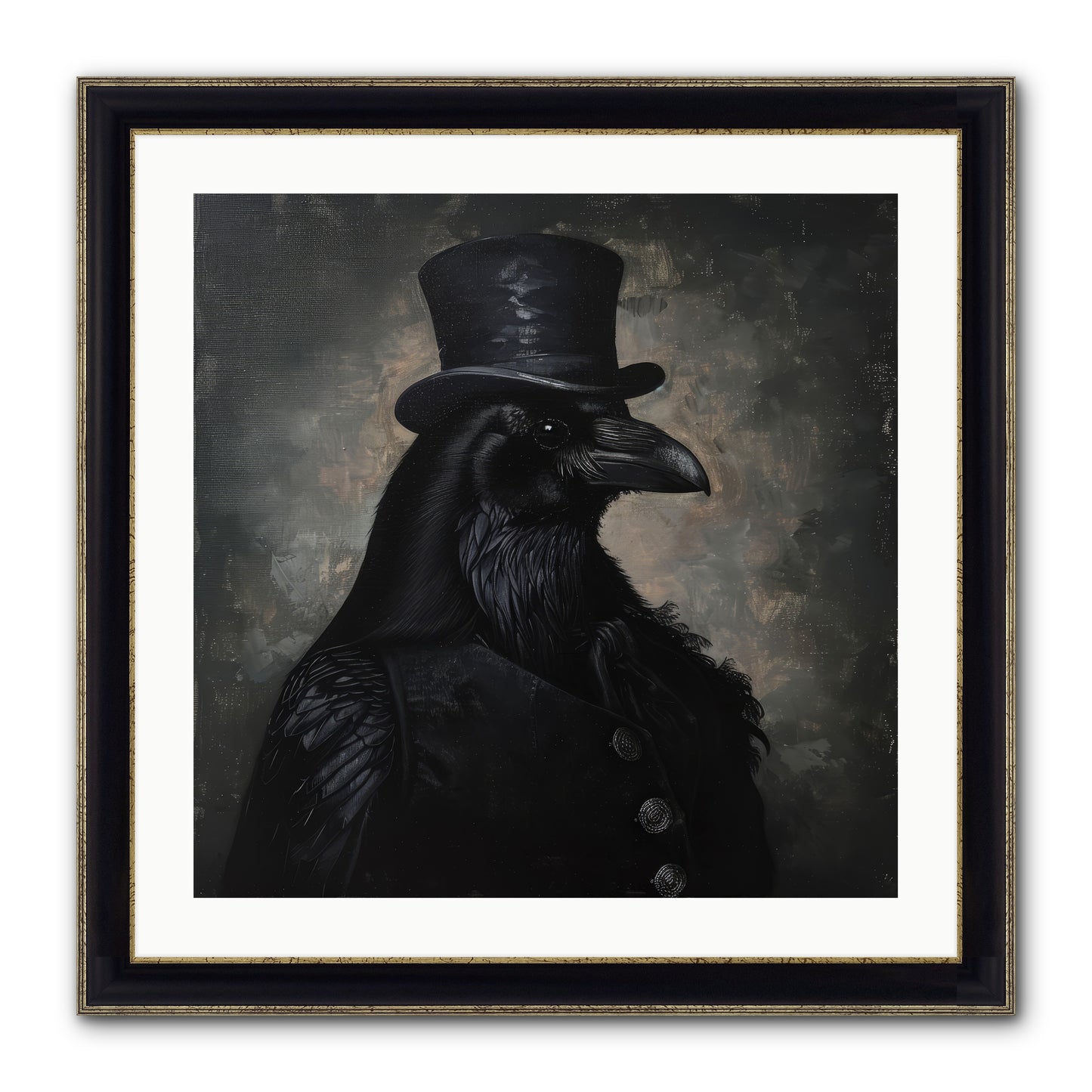 Raven's Midnight Tale — Ravens-Midnight-Tale-24x24-Framed-Print-Black-Gold.jpg