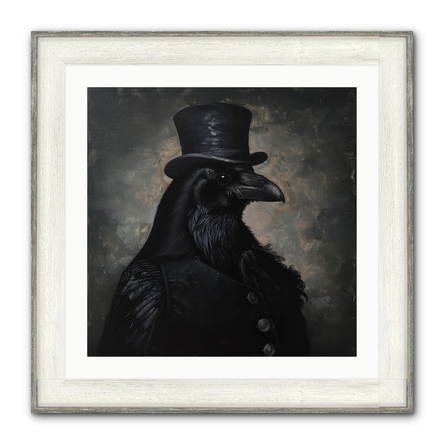Raven's Midnight Tale — Ravens-Midnight-Tale-24x24-Framed-Print-Driftwood-White.jpg