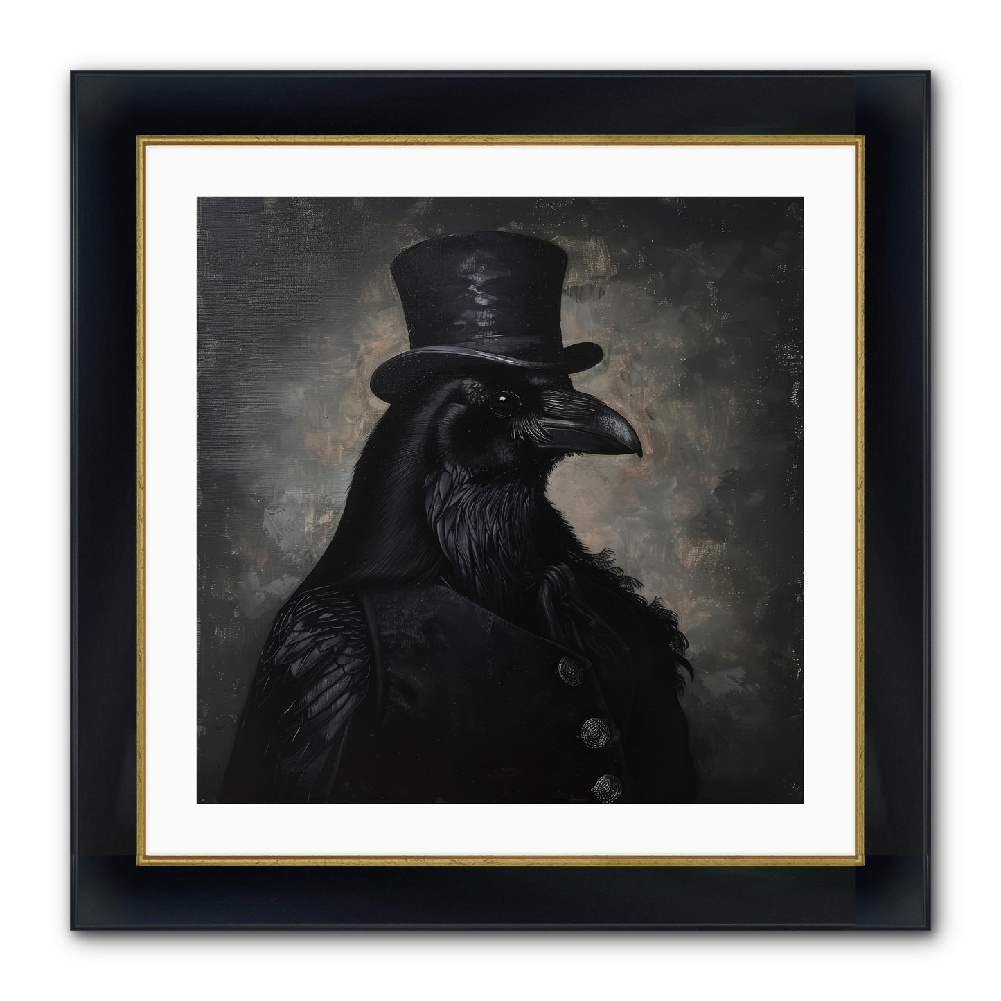 Raven's Midnight Tale — Ravens-Midnight-Tale-24x24-Framed-Print-Wide-Black-w-Gold.jpg