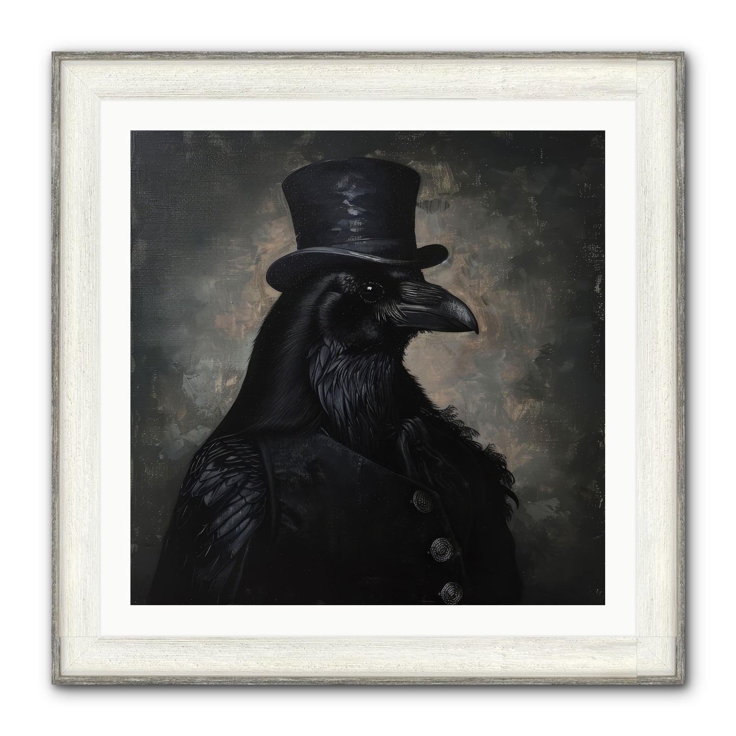 Raven's Midnight Tale — Ravens-Midnight-Tale-30x30-Framed-Print-Driftwood-White.jpg