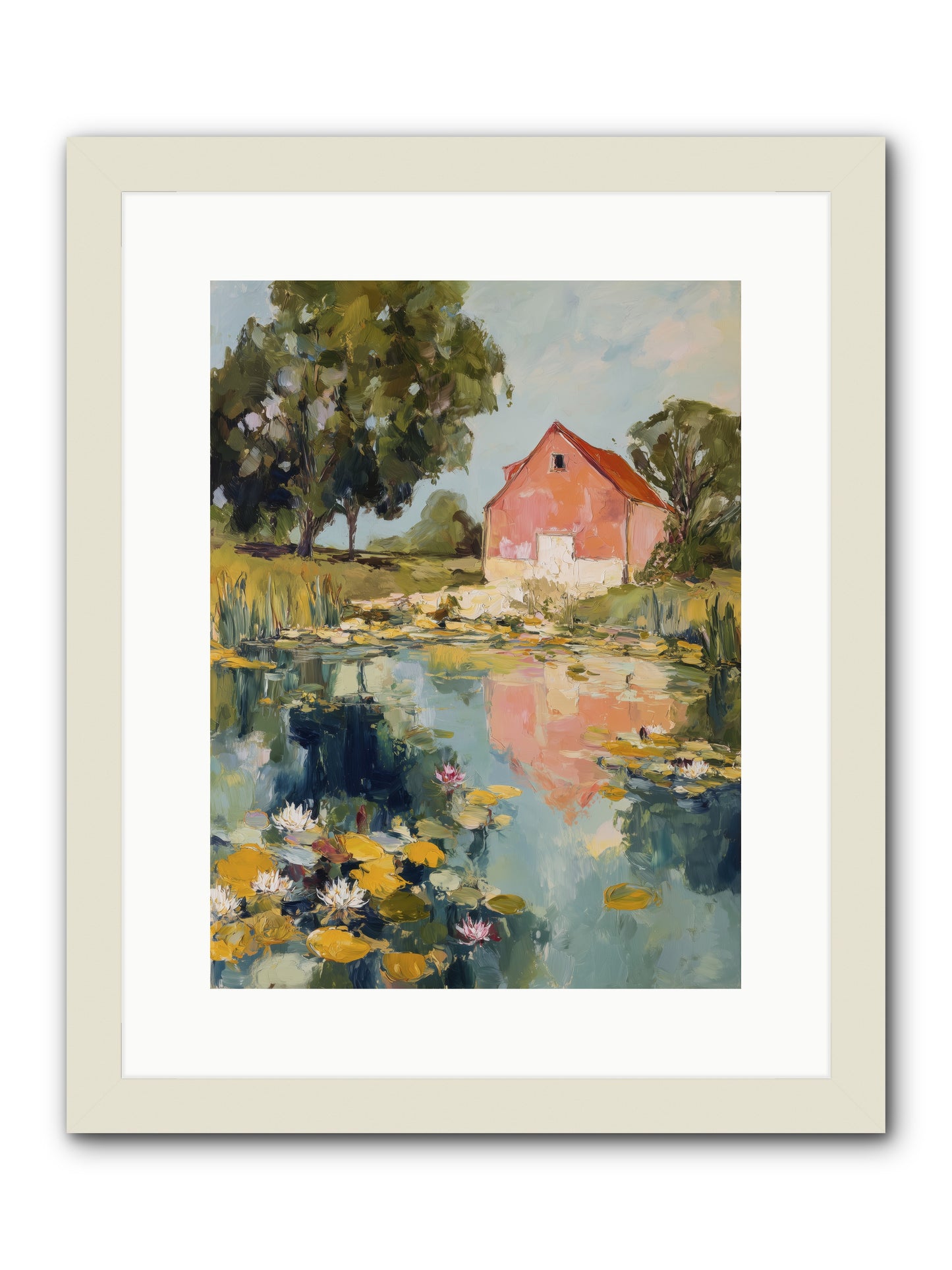 Reflecting in Still Waters -- Framed Print - White 12x16