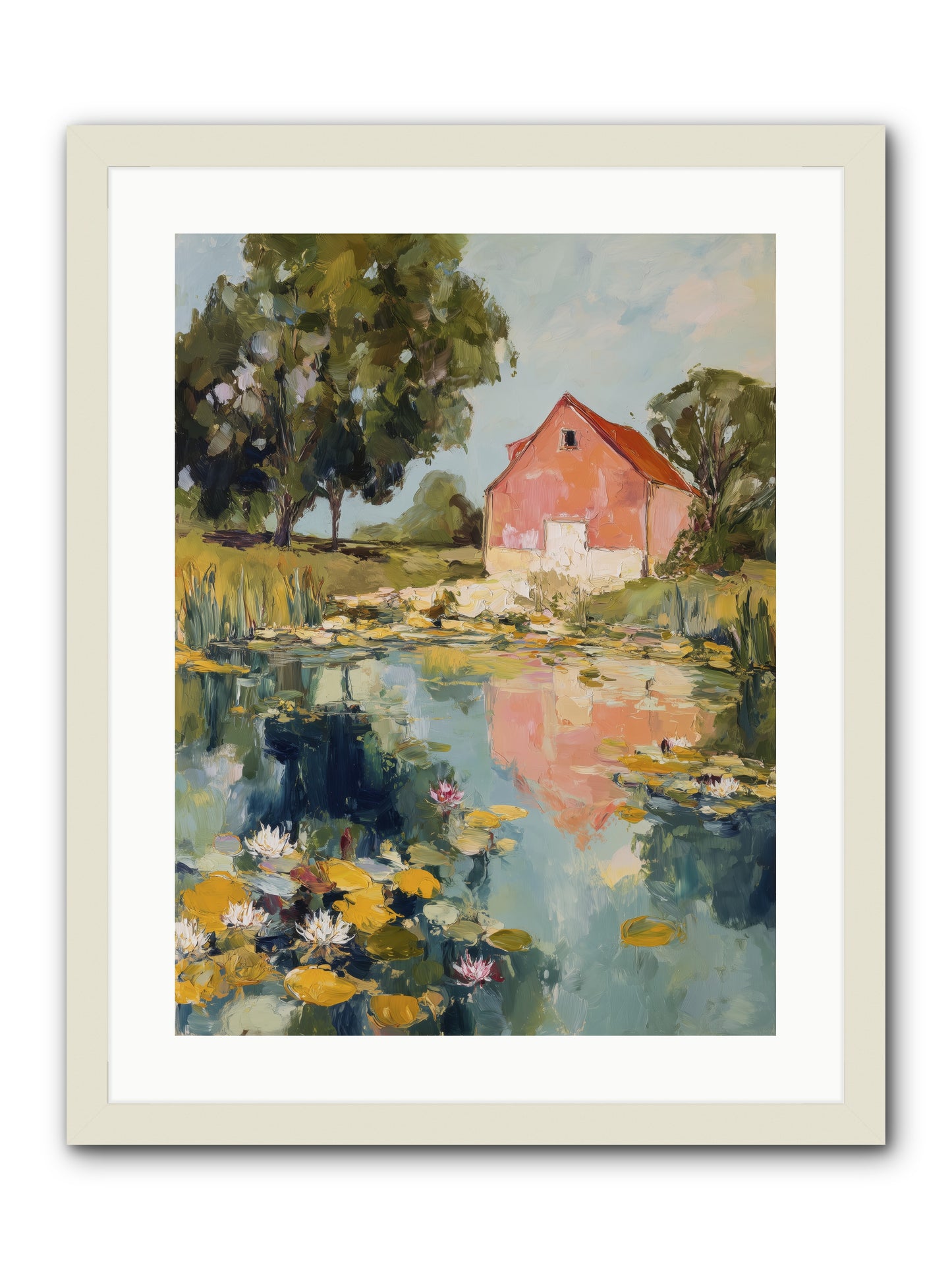 Reflecting in Still Waters -- Framed Print - White 18x24