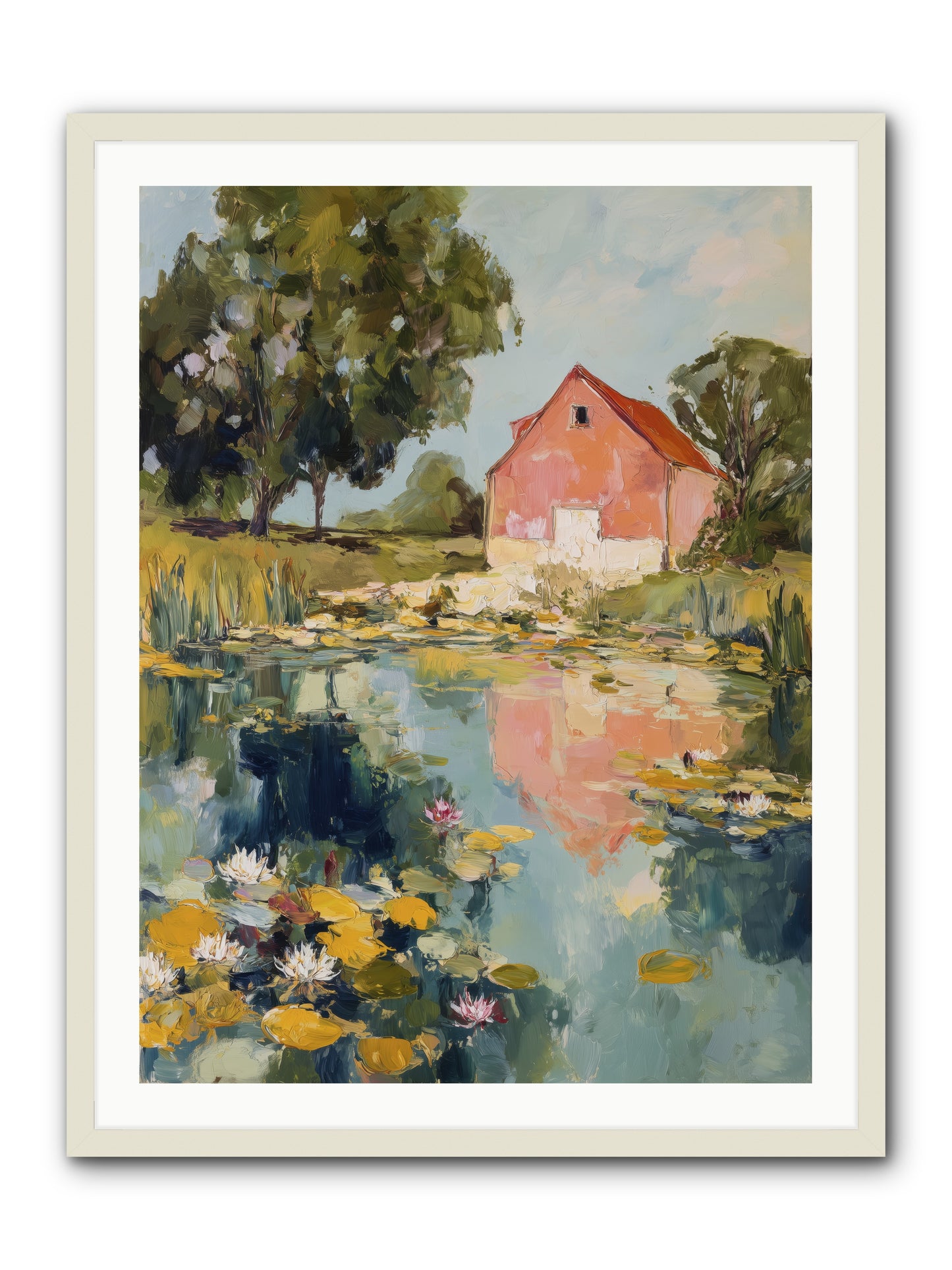 Reflecting in Still Waters -- Framed Print - White 30x40