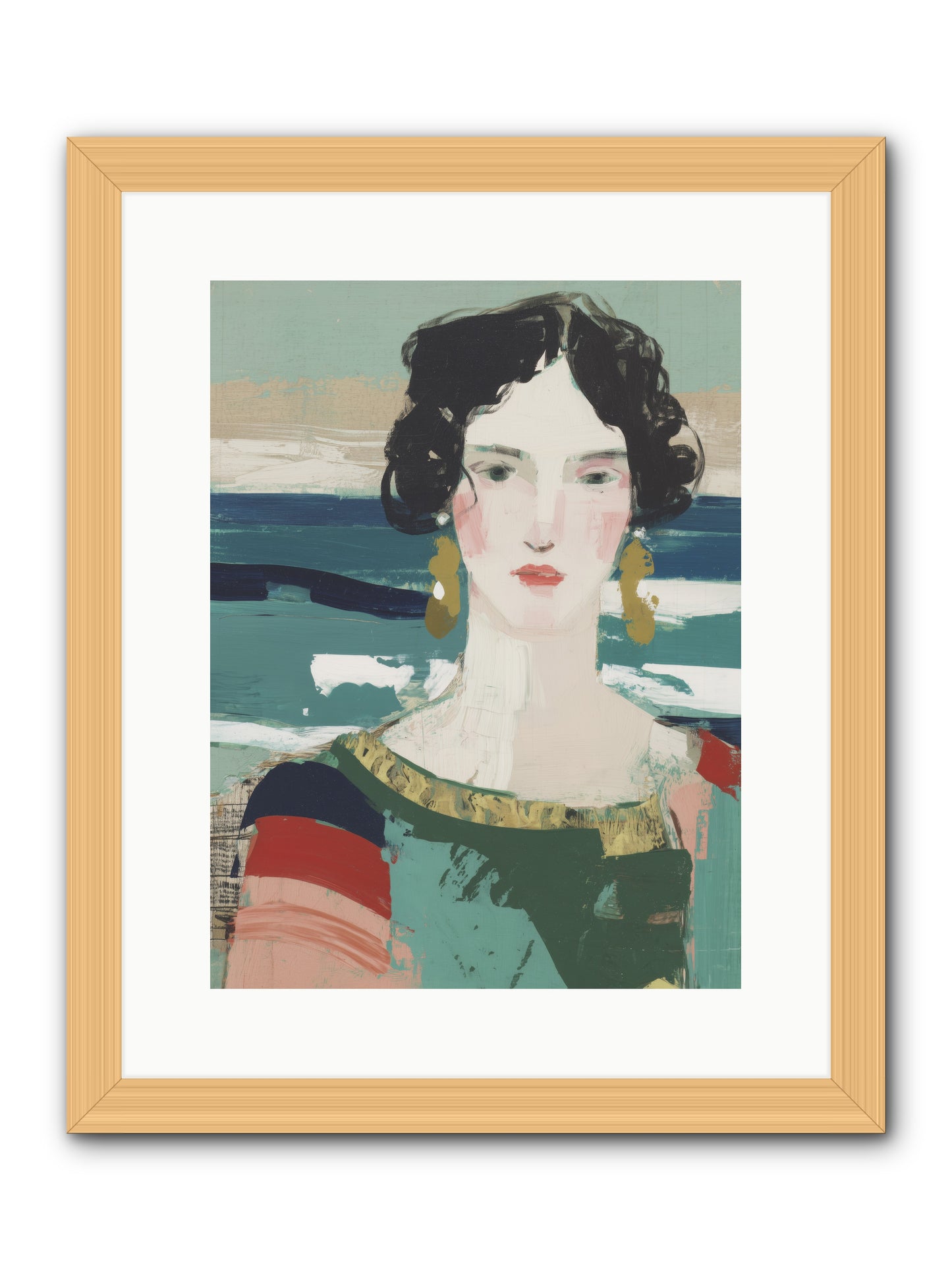 Restless Waves -- Framed Print - Natural 12x16