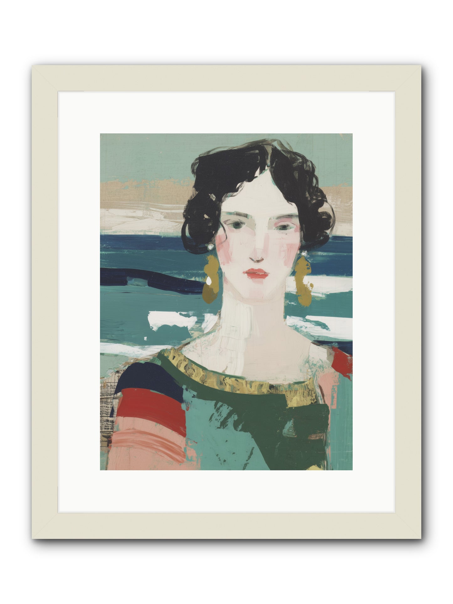 Restless Waves -- Framed Print - White 12x16