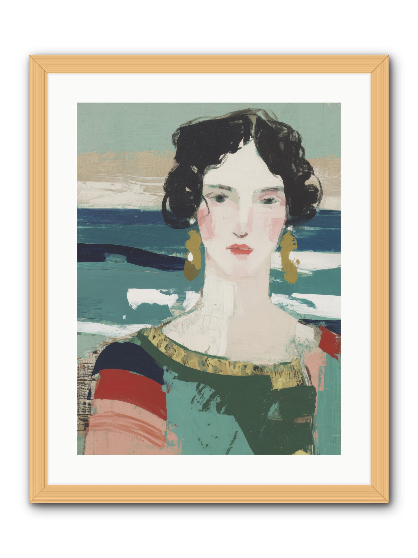 Restless Waves -- Framed Print - Natural 18x24