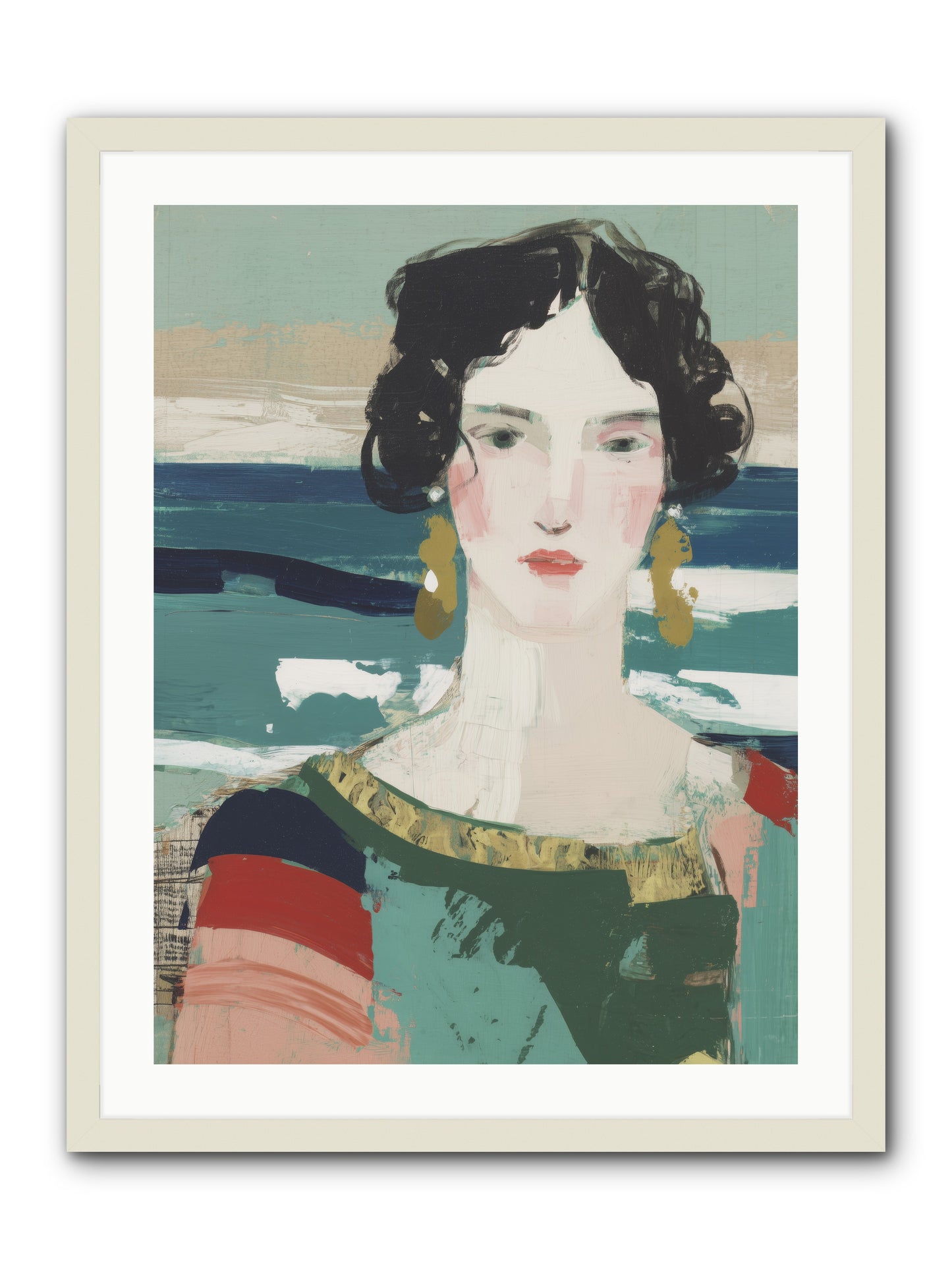 Restless Waves -- Framed Print - White 24x32