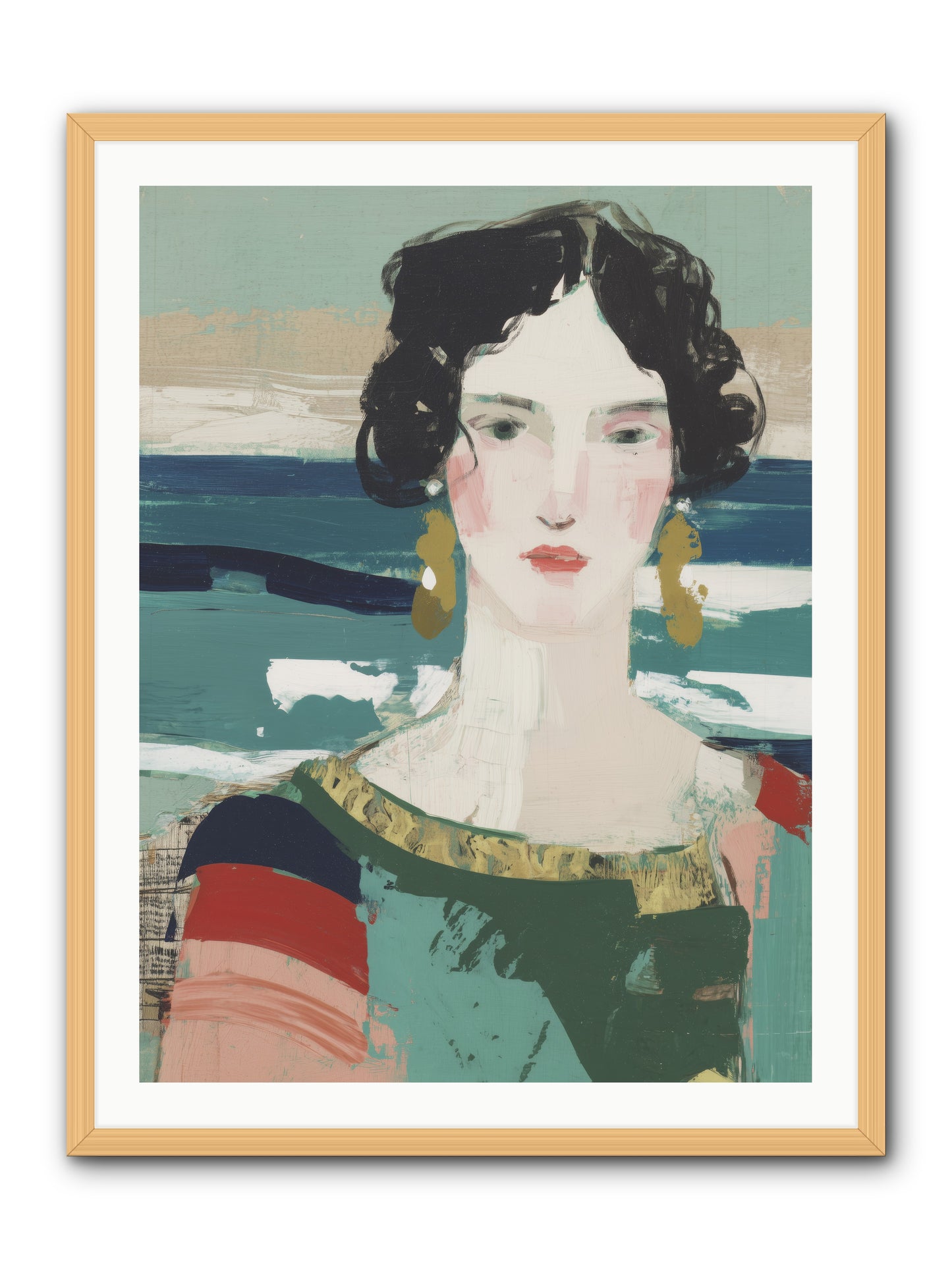 Restless Waves -- Framed Print - Natural 30x40