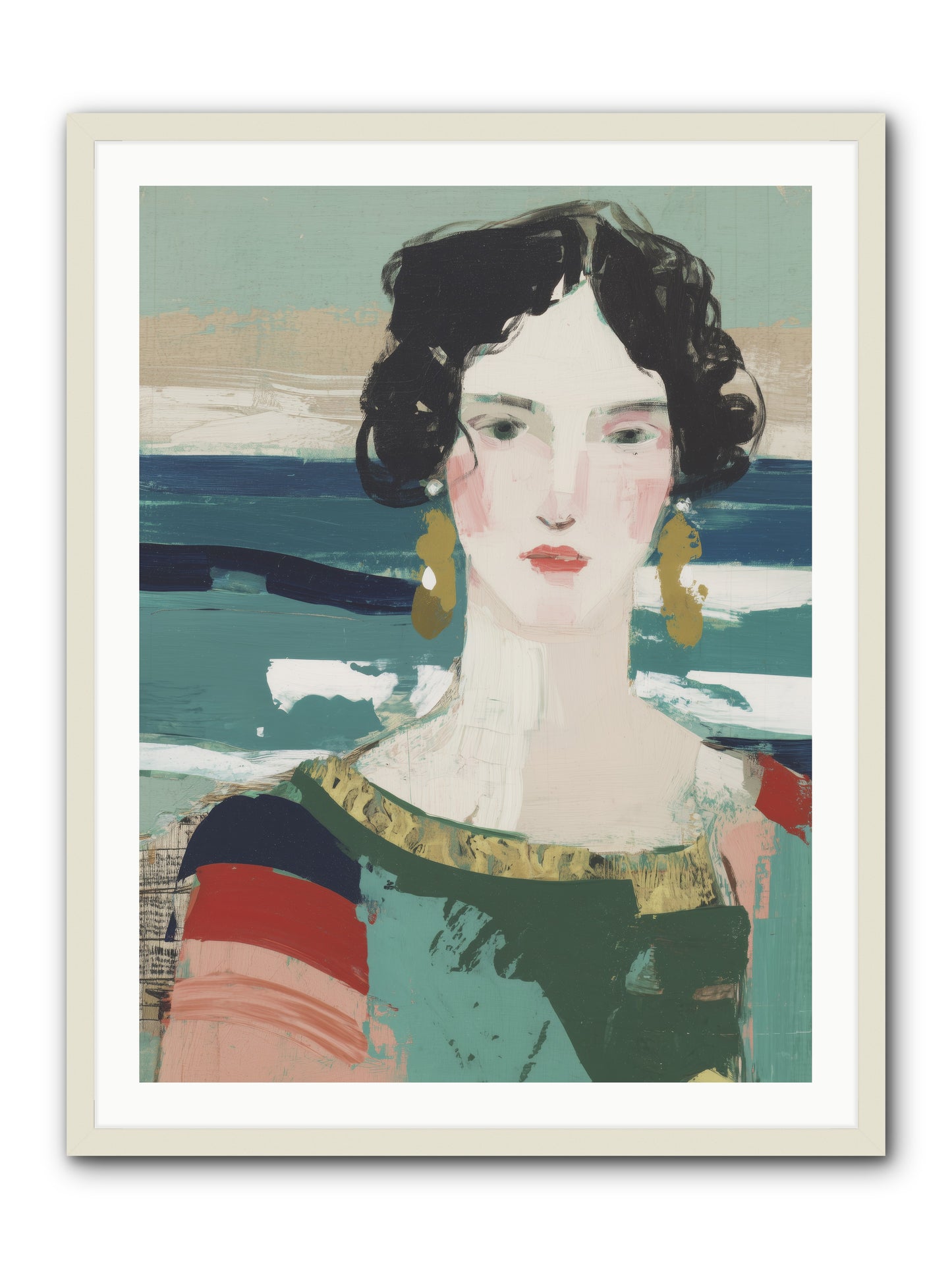 Restless Waves -- Framed Print - White 30x40