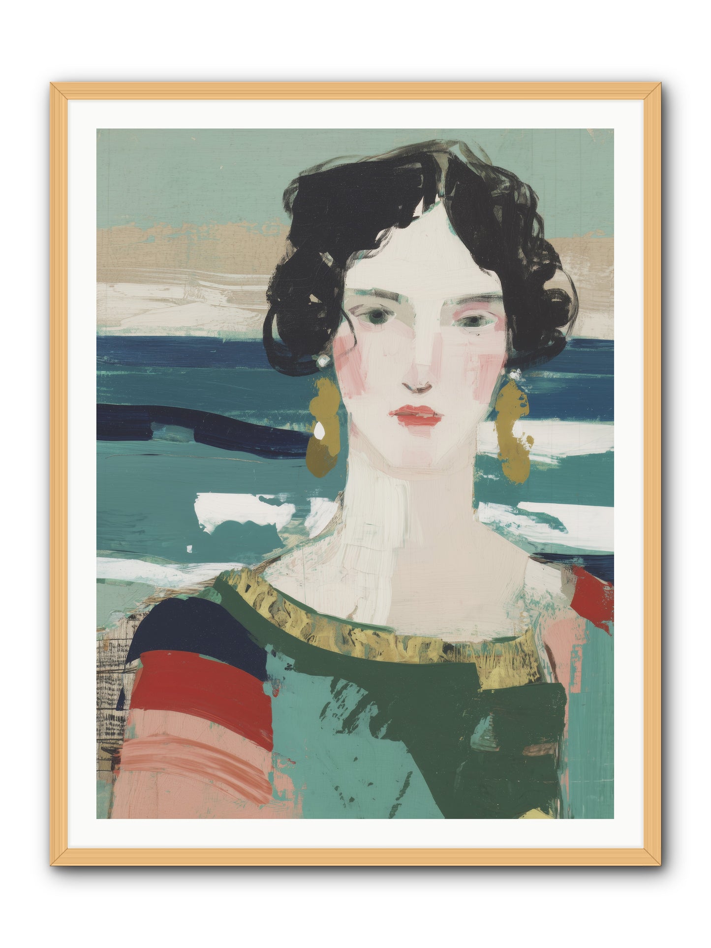 Restless Waves -- Framed Print - Natural 36x48