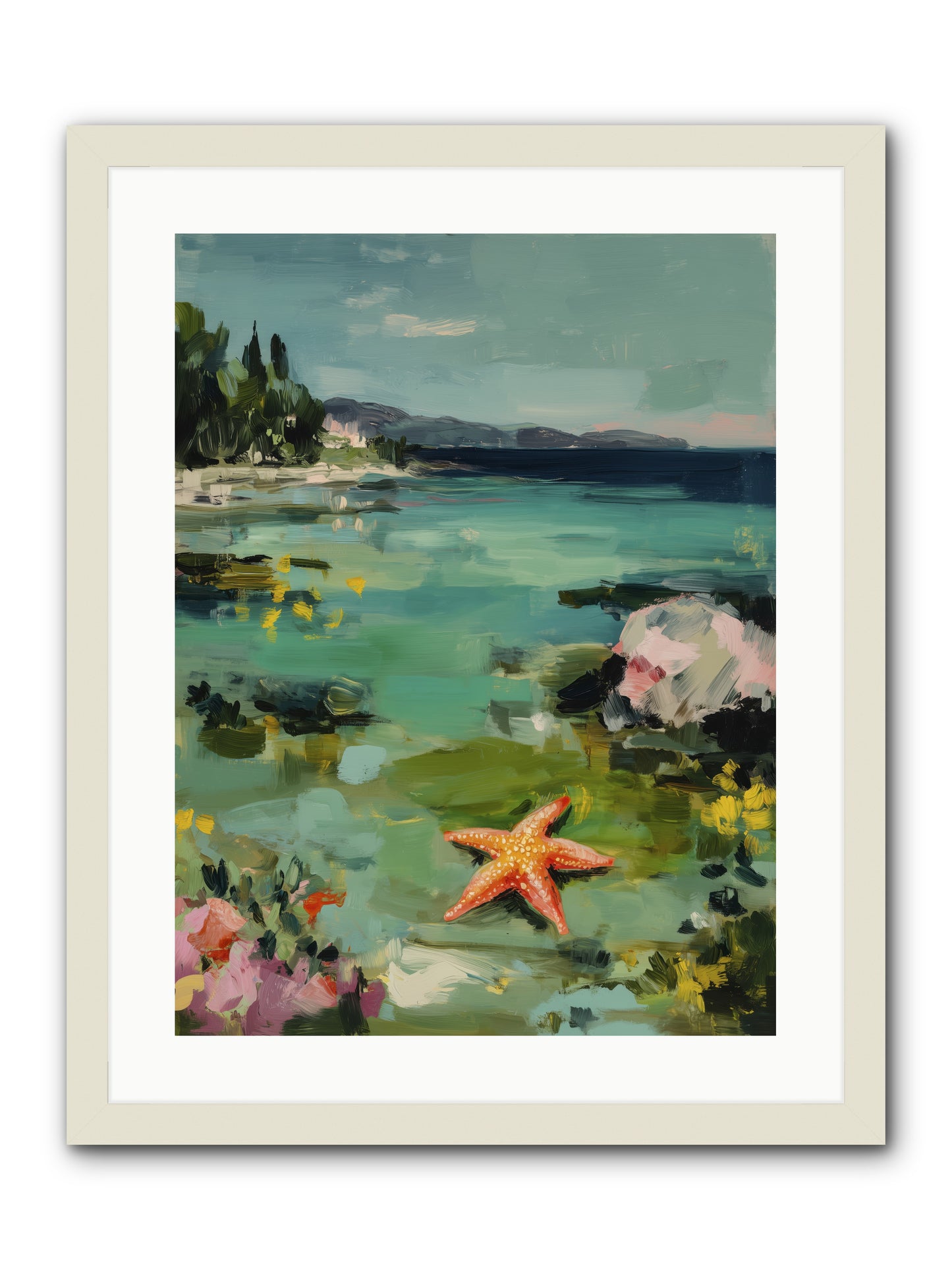 Retreating Tides -- Framed Print - White 18x24