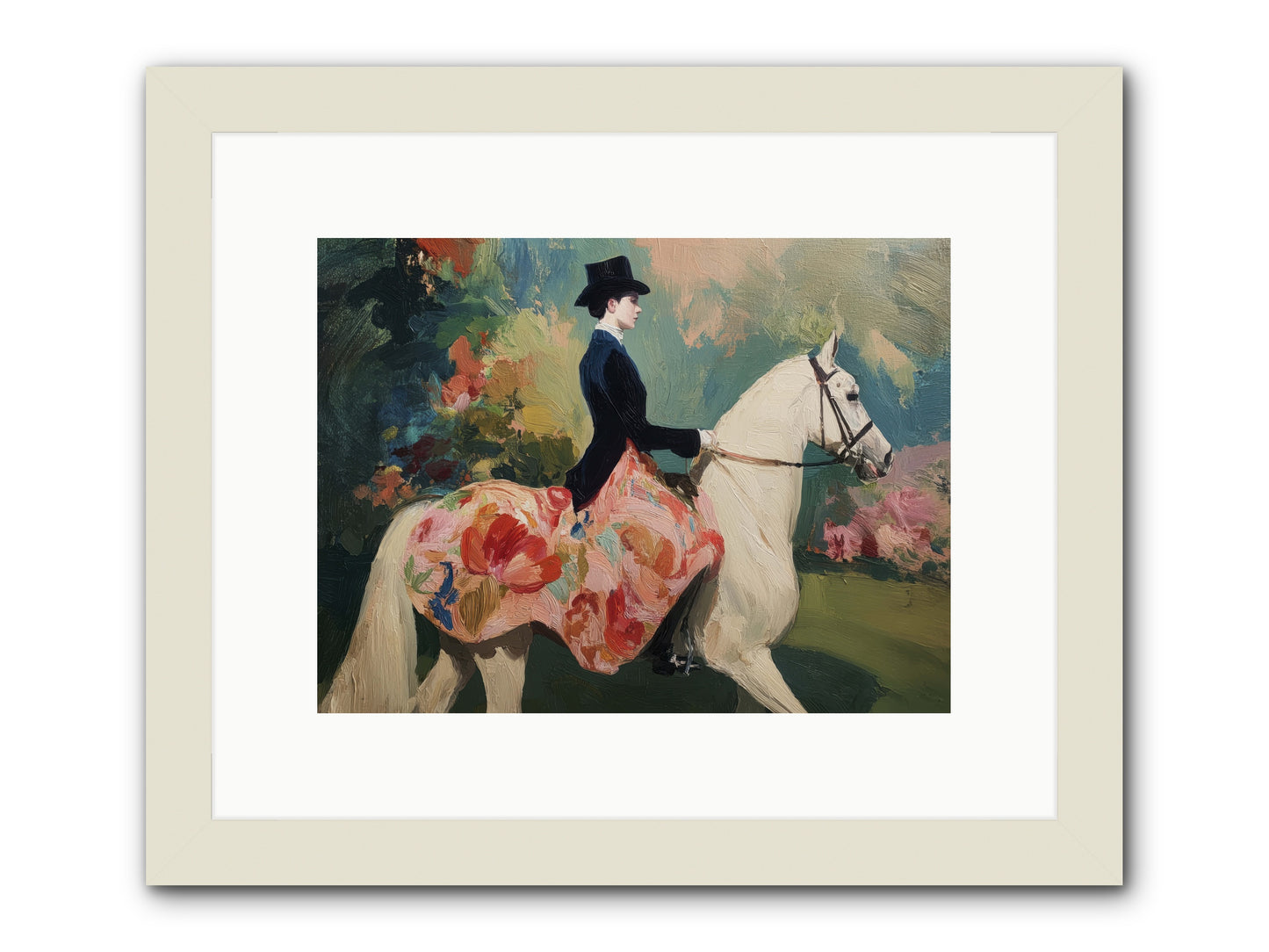 Riding Into the Weekend -- Framed Print - White 12x9