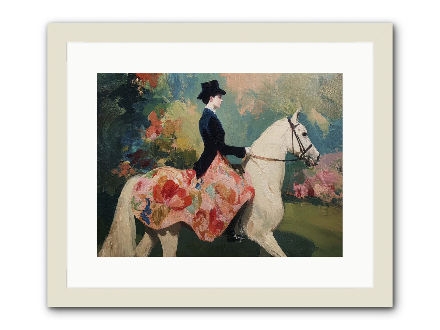 Riding Into the Weekend -- Framed Print - White 16x12