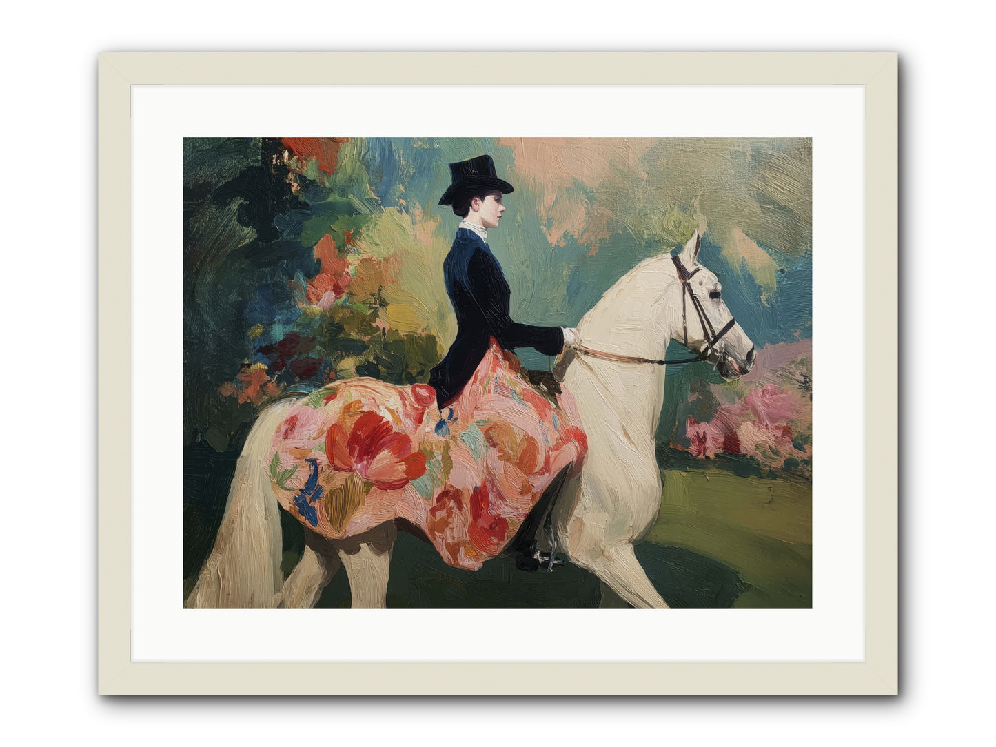 Riding Into the Weekend -- Framed Print - White 24x18
