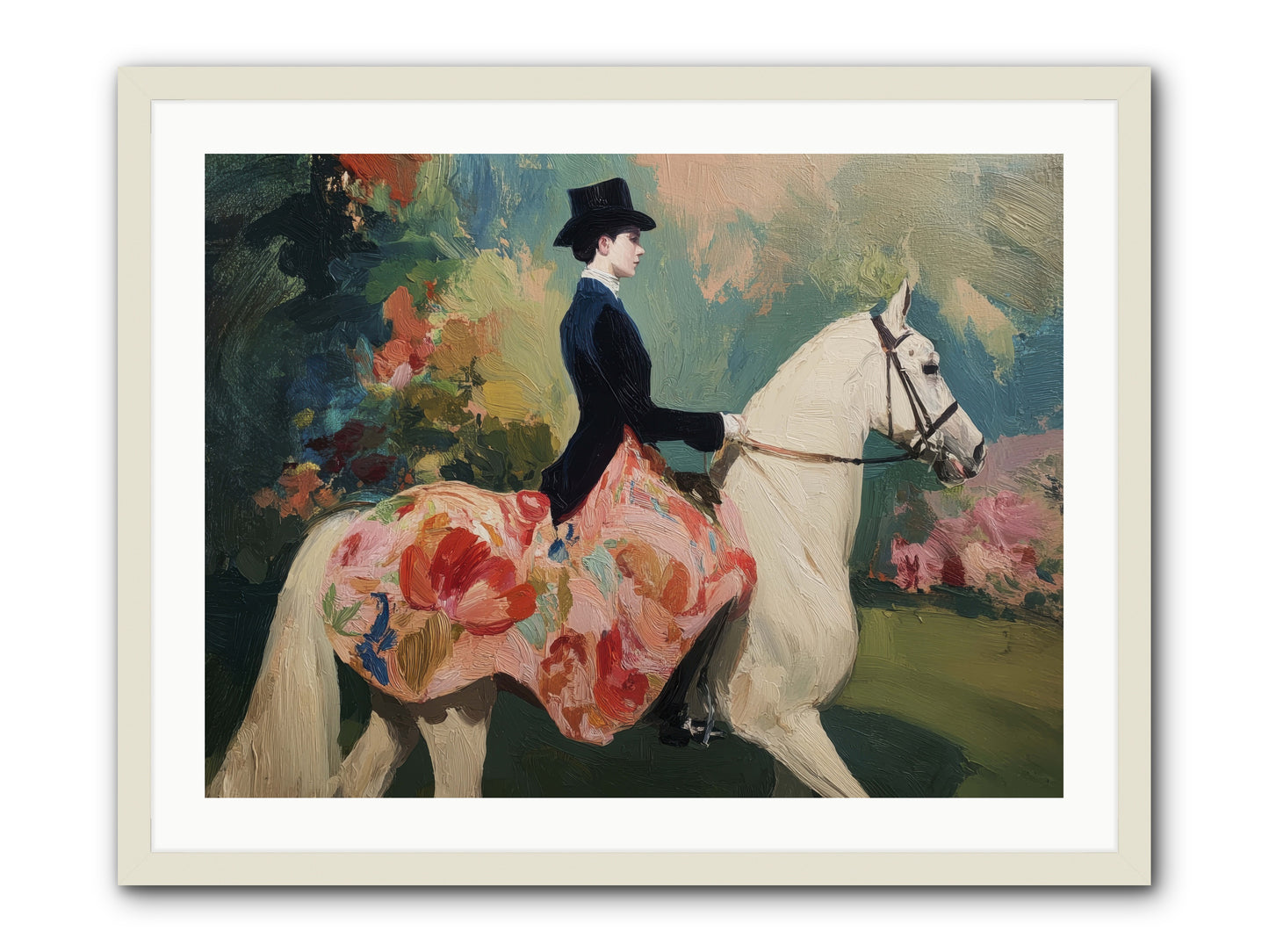 Riding Into the Weekend -- Framed Print - White 32x24